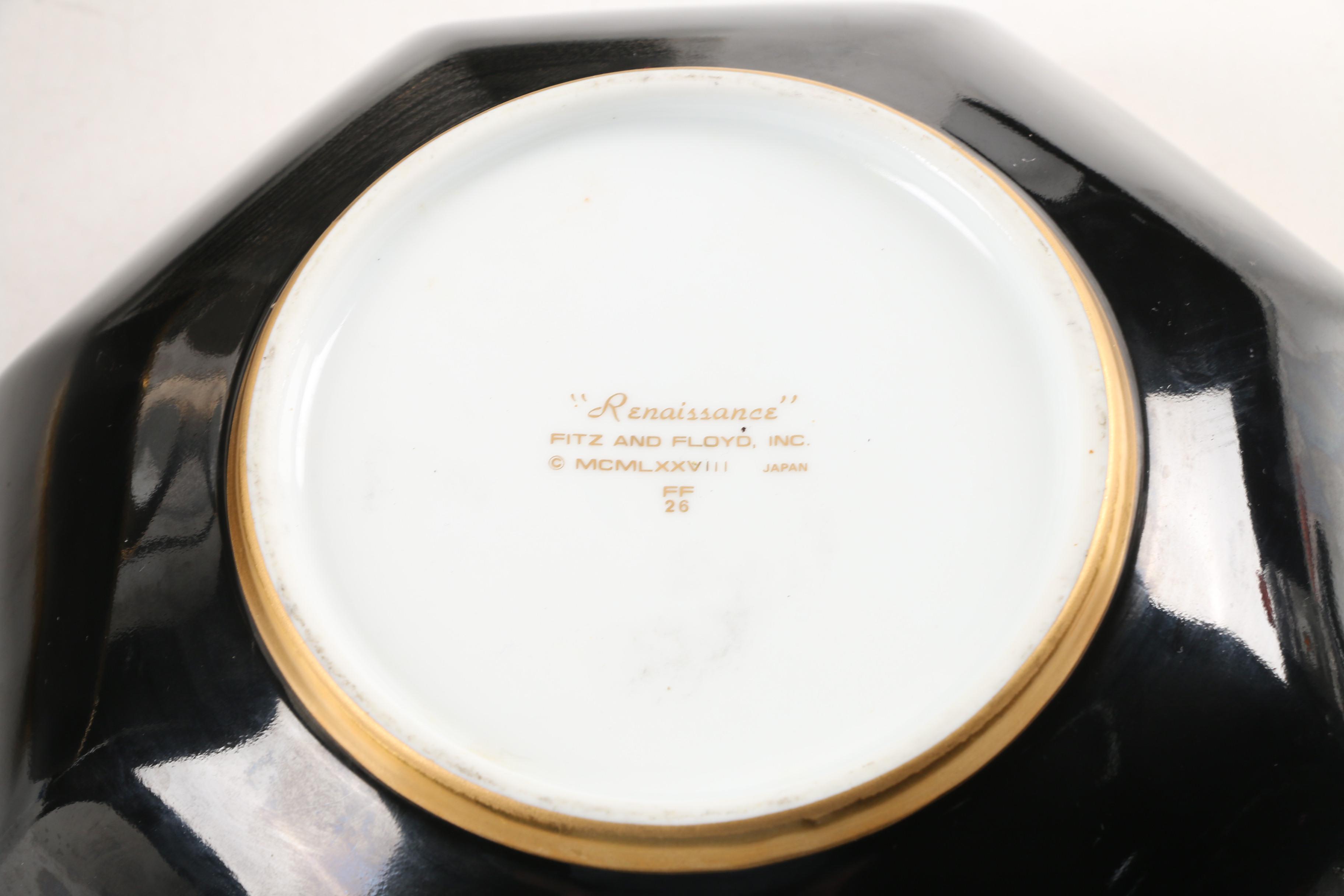 Fitz and Floyd "Rondelle Black" Porcelain Dinnerware c. 1987-94