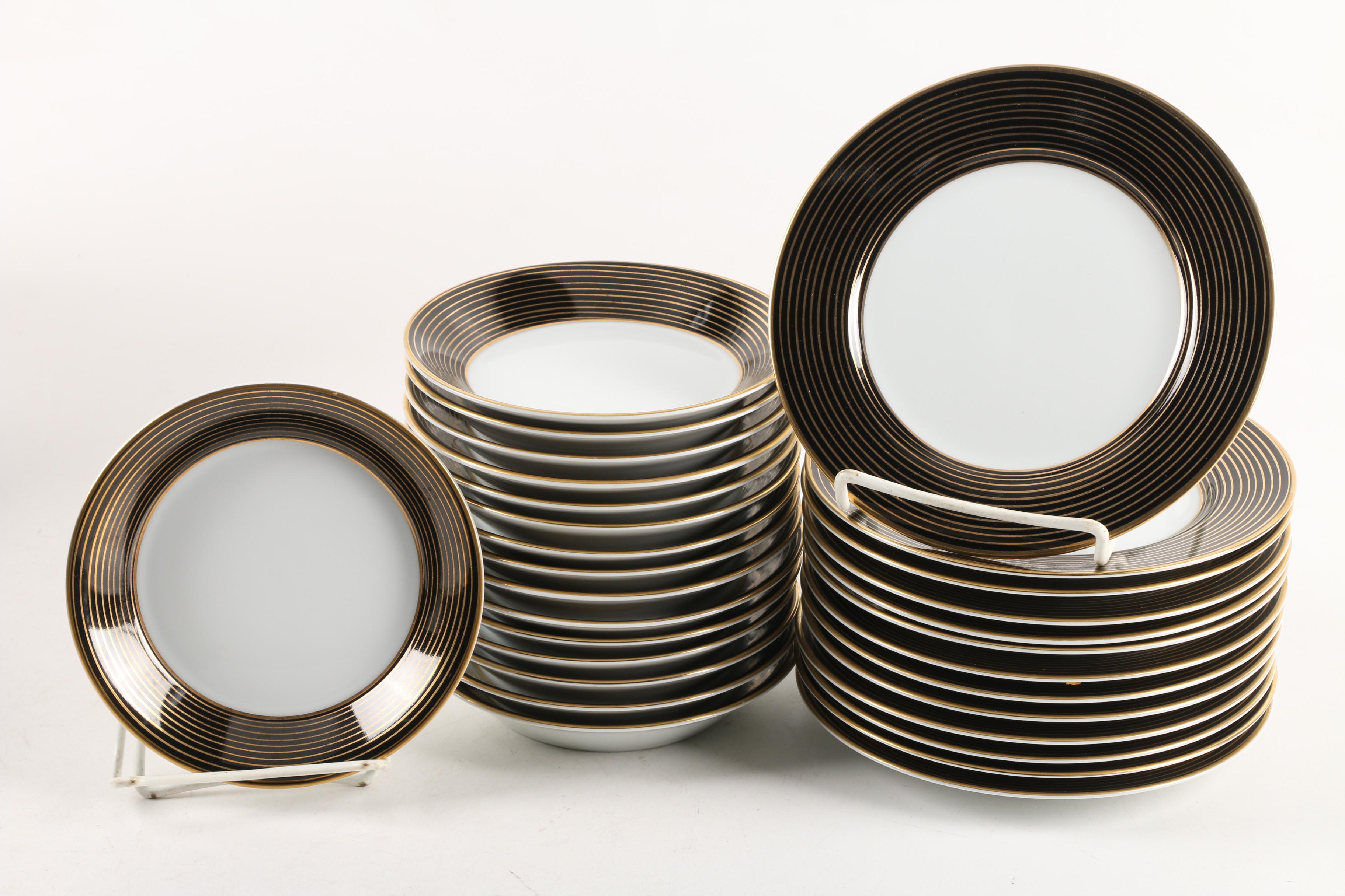 Fitz and Floyd "Rondelle Black" Porcelain Dinnerware c. 1987-94