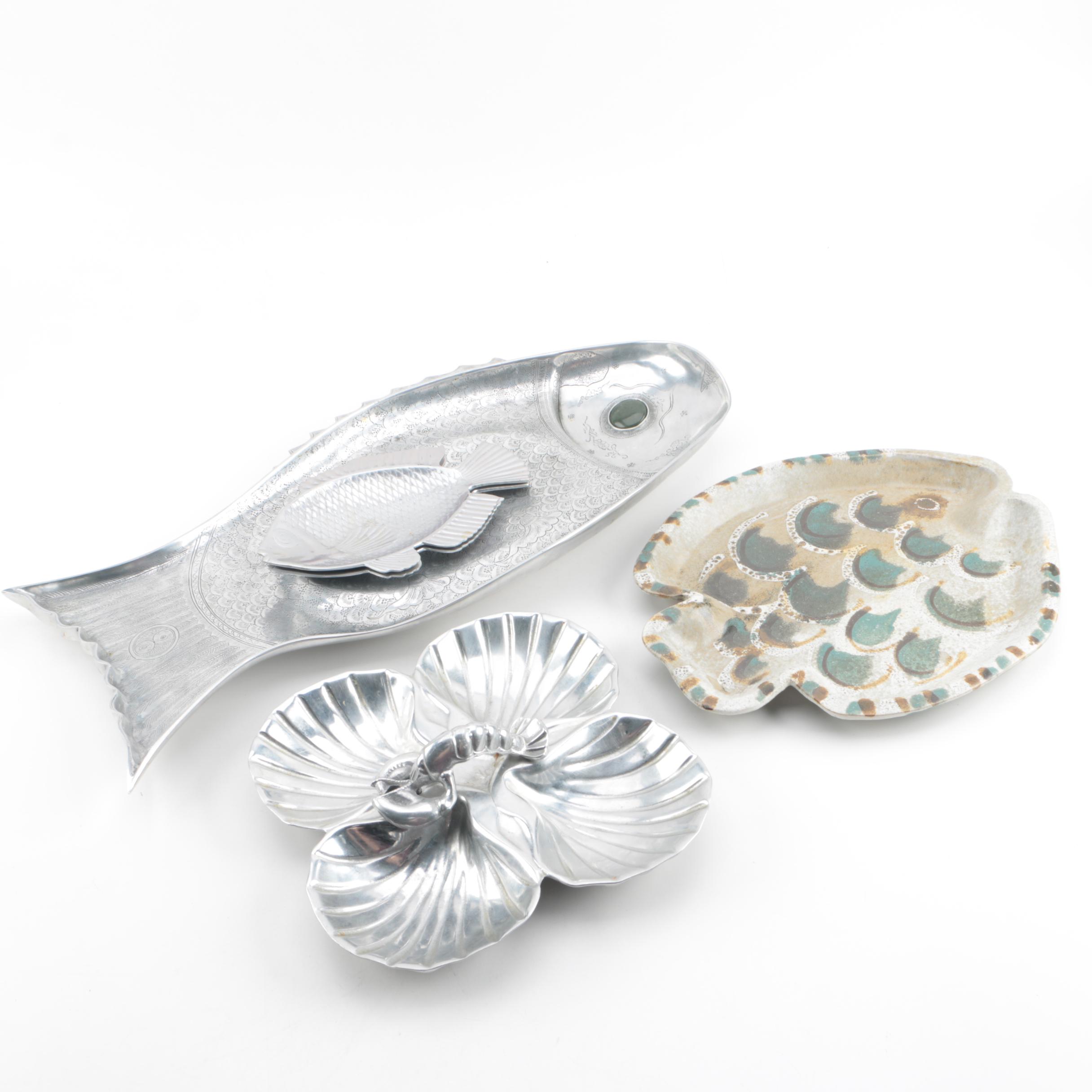 Seafood Motif Serving Platters Featuring Arthur Court