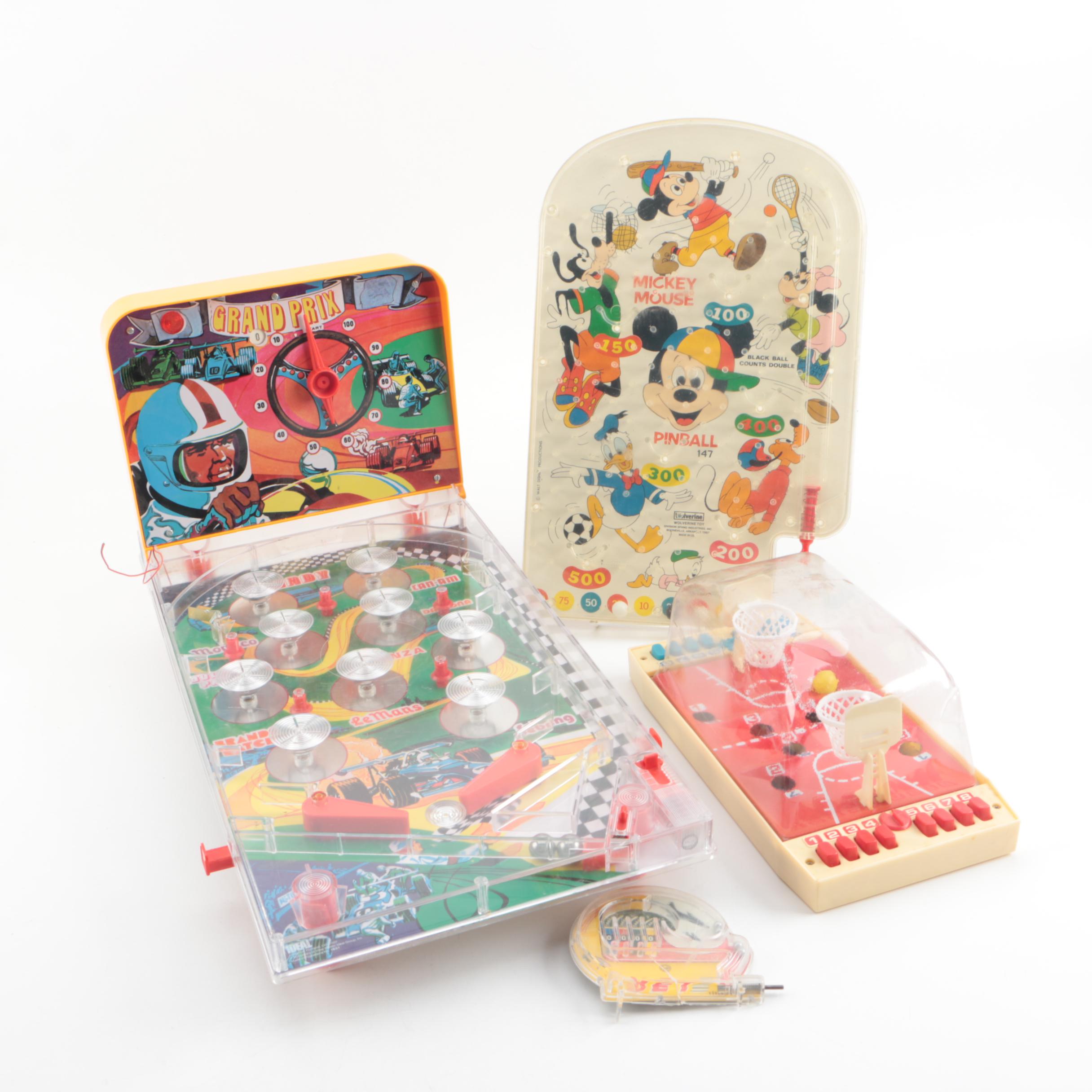 Vintage Mickey Mouse and Grand Prix Pinball Toys with Other Games