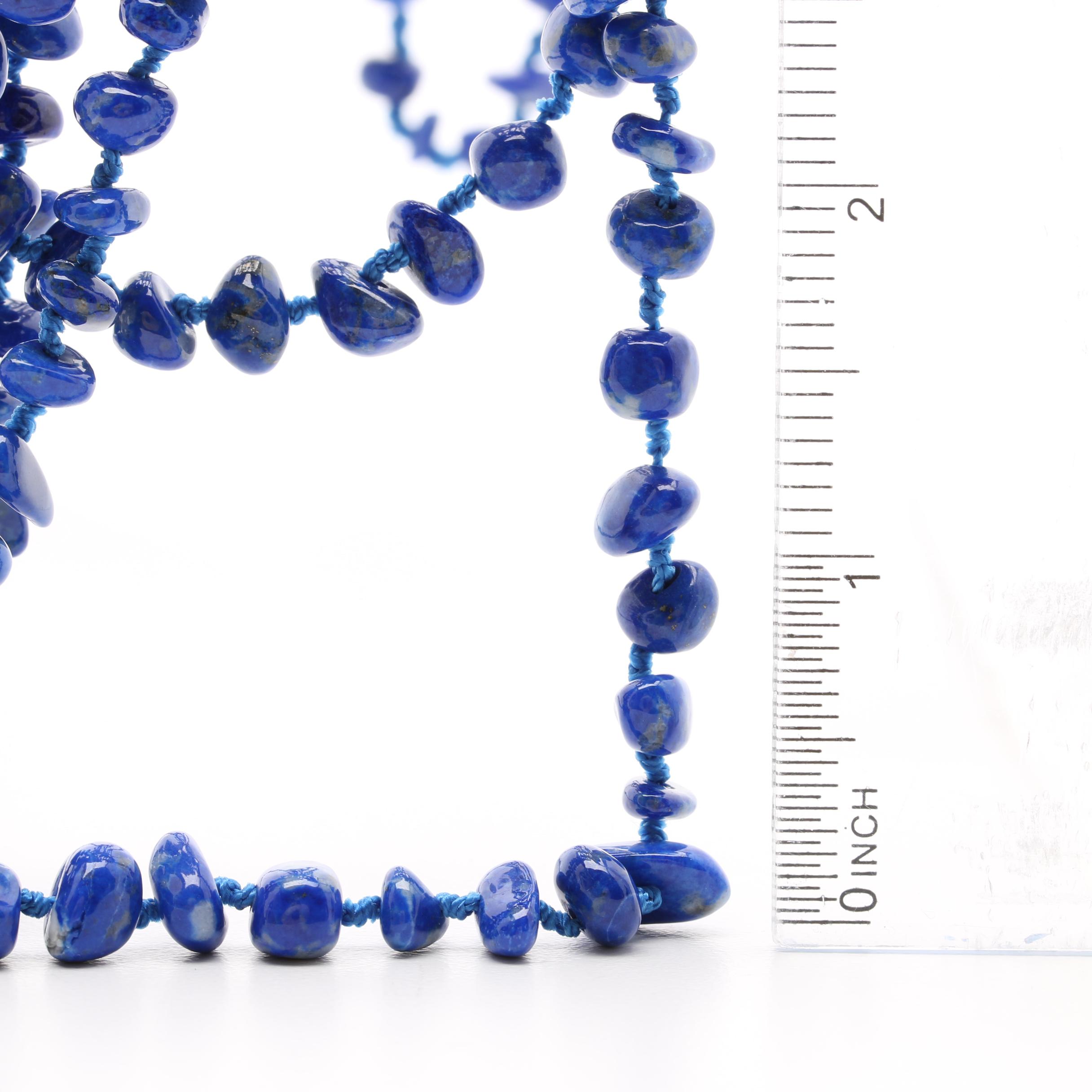 Lapis Lazuli Multi-Strand Tiered Nugget Bead Necklace