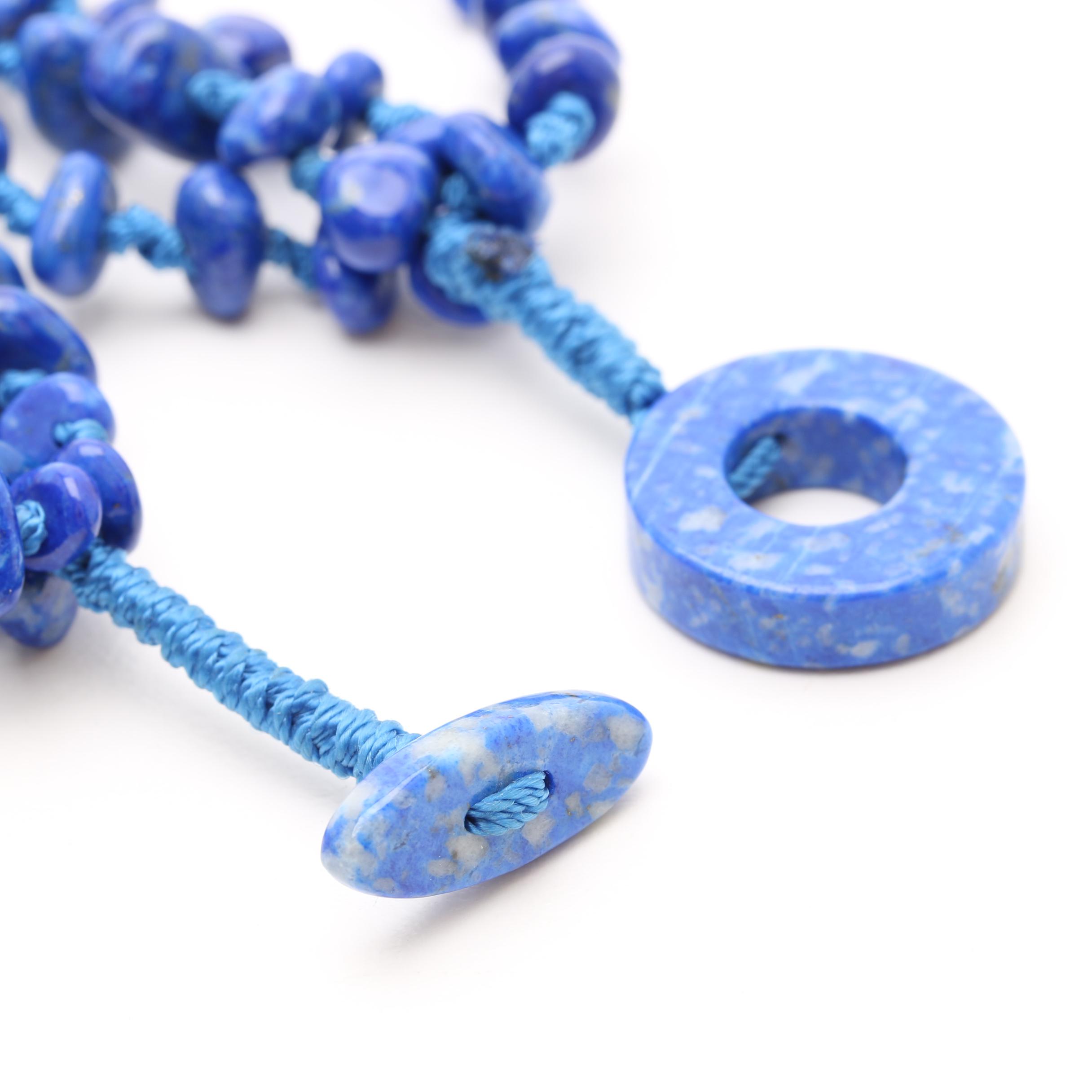 Lapis Lazuli Multi-Strand Tiered Nugget Bead Necklace