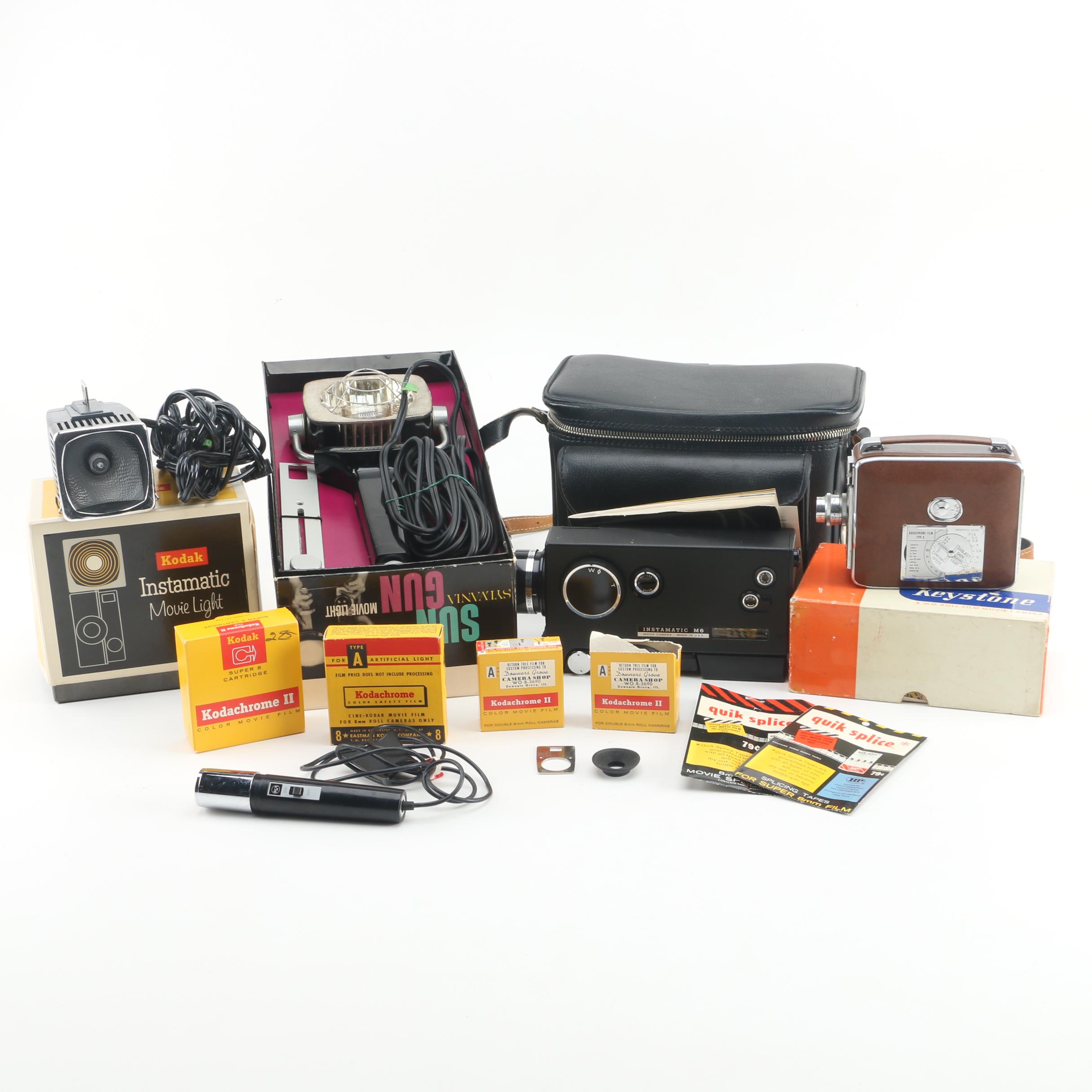 Vintage Kodak Instamatic M6 and Keystone Olympic K-32 Movie Cameras