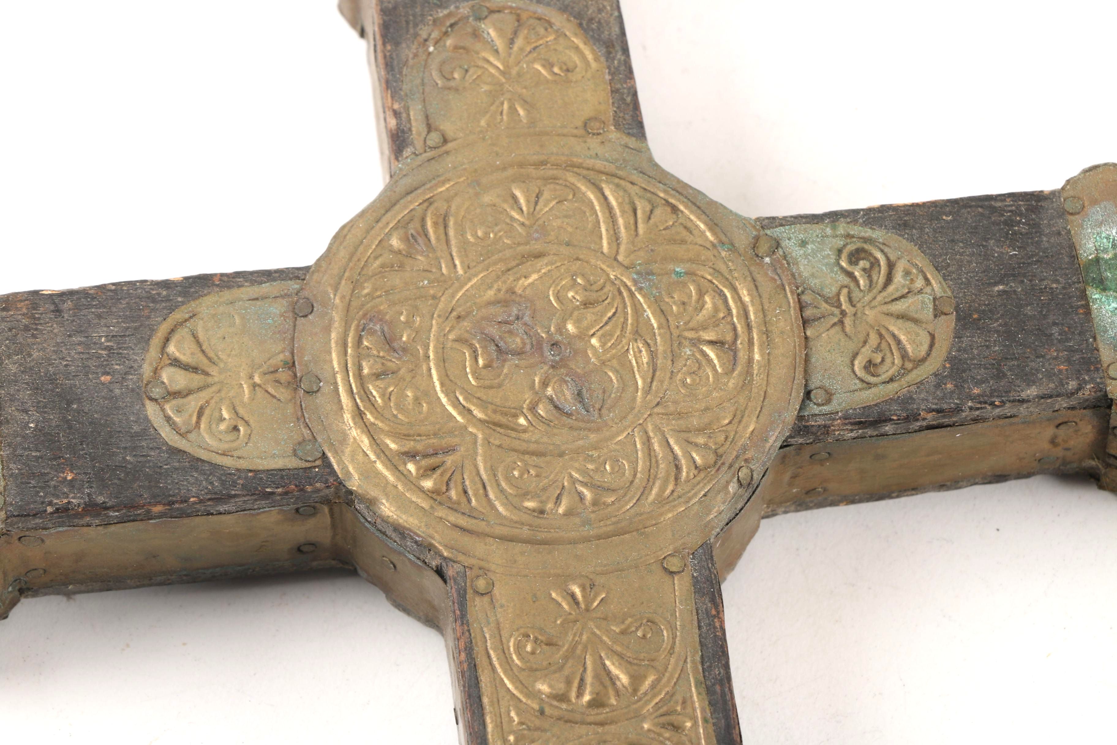 Mexican Style Folk Art Crosses with Embossed Sheet Metal Embellishments