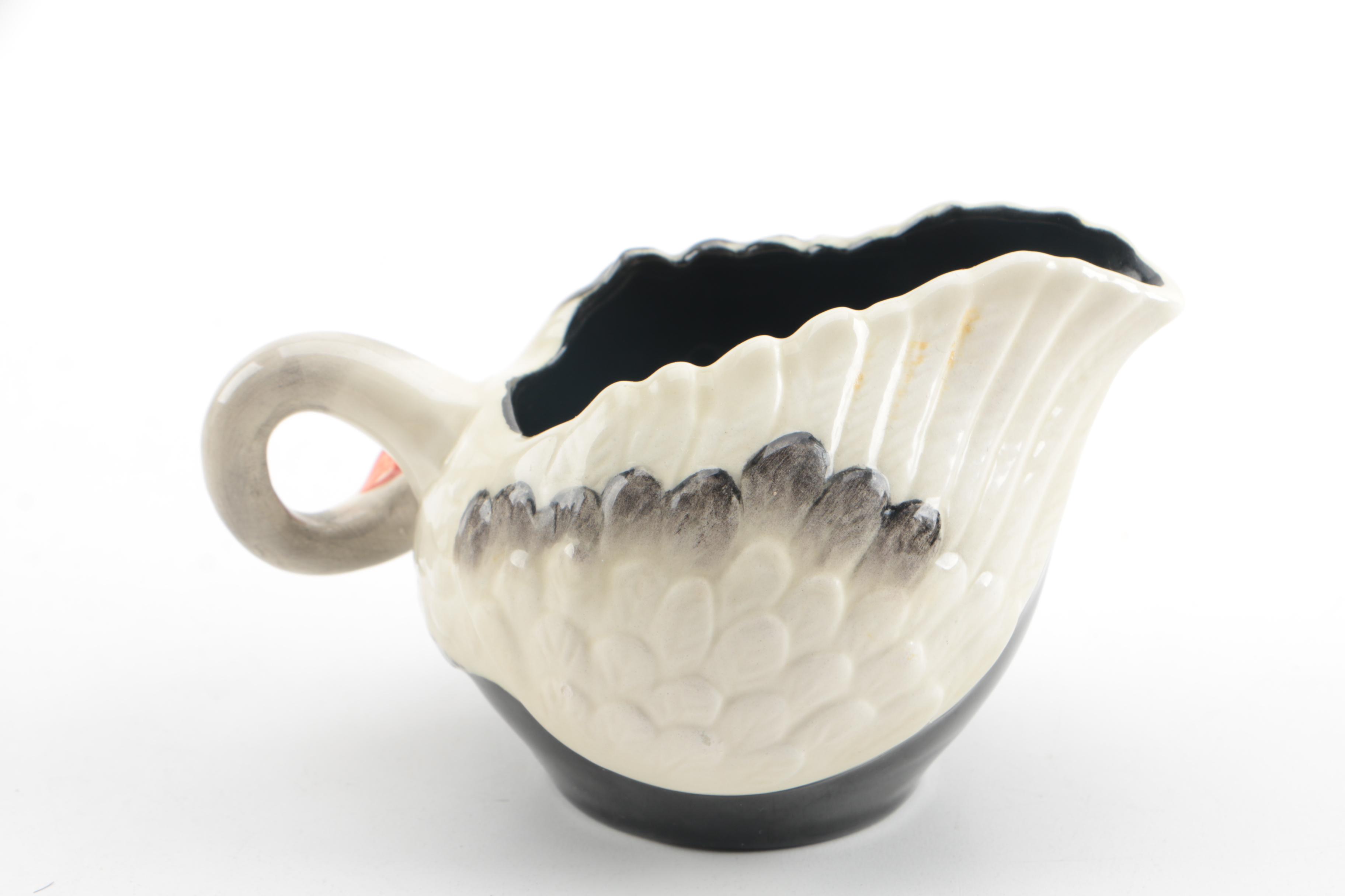 Vintage Fitz and Floyd Crane-Themed Creamer and Sugar Bowl