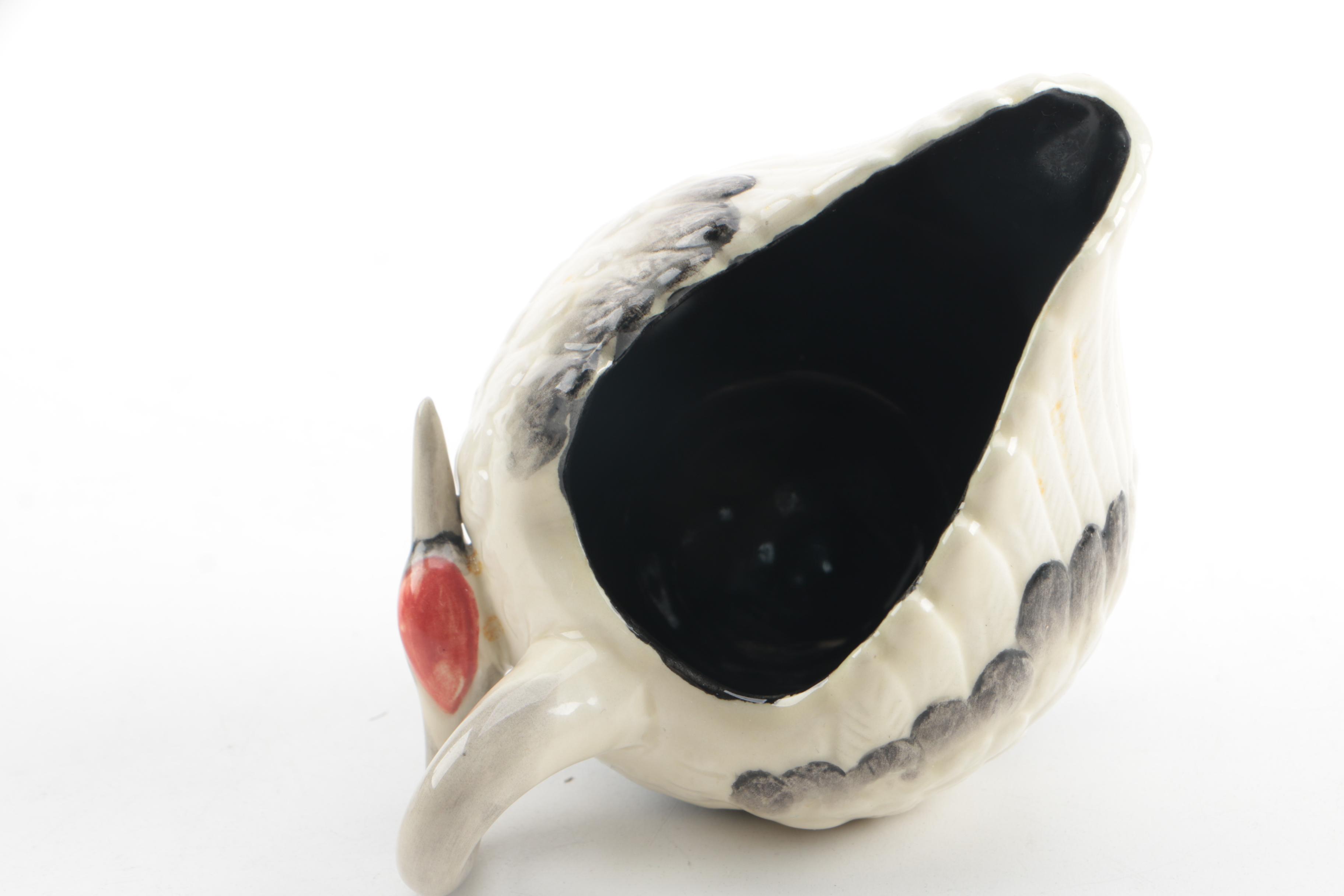 Vintage Fitz and Floyd Crane-Themed Creamer and Sugar Bowl