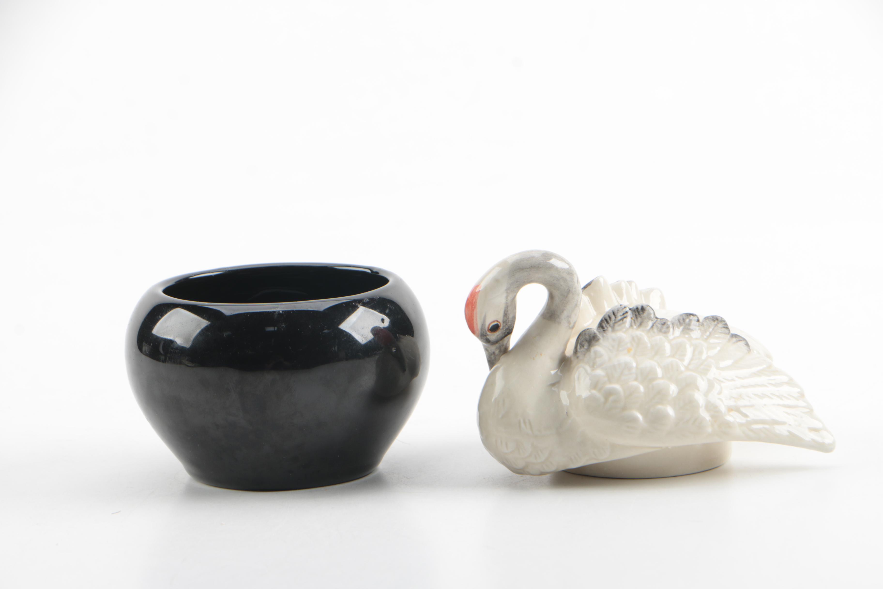 Vintage Fitz and Floyd Crane-Themed Creamer and Sugar Bowl