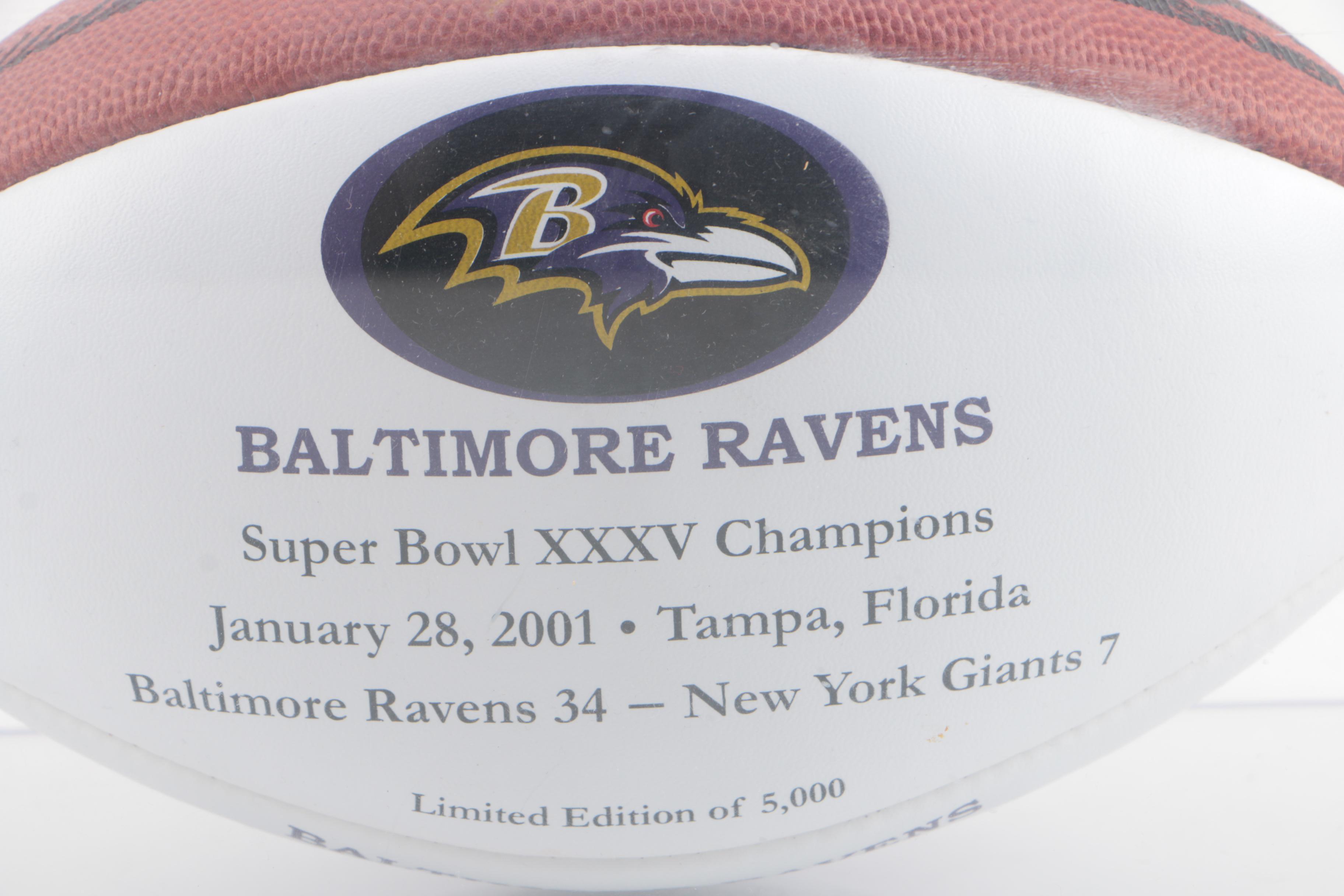 Baltimore Ravens Superbowl XXXV Champions Football with Case