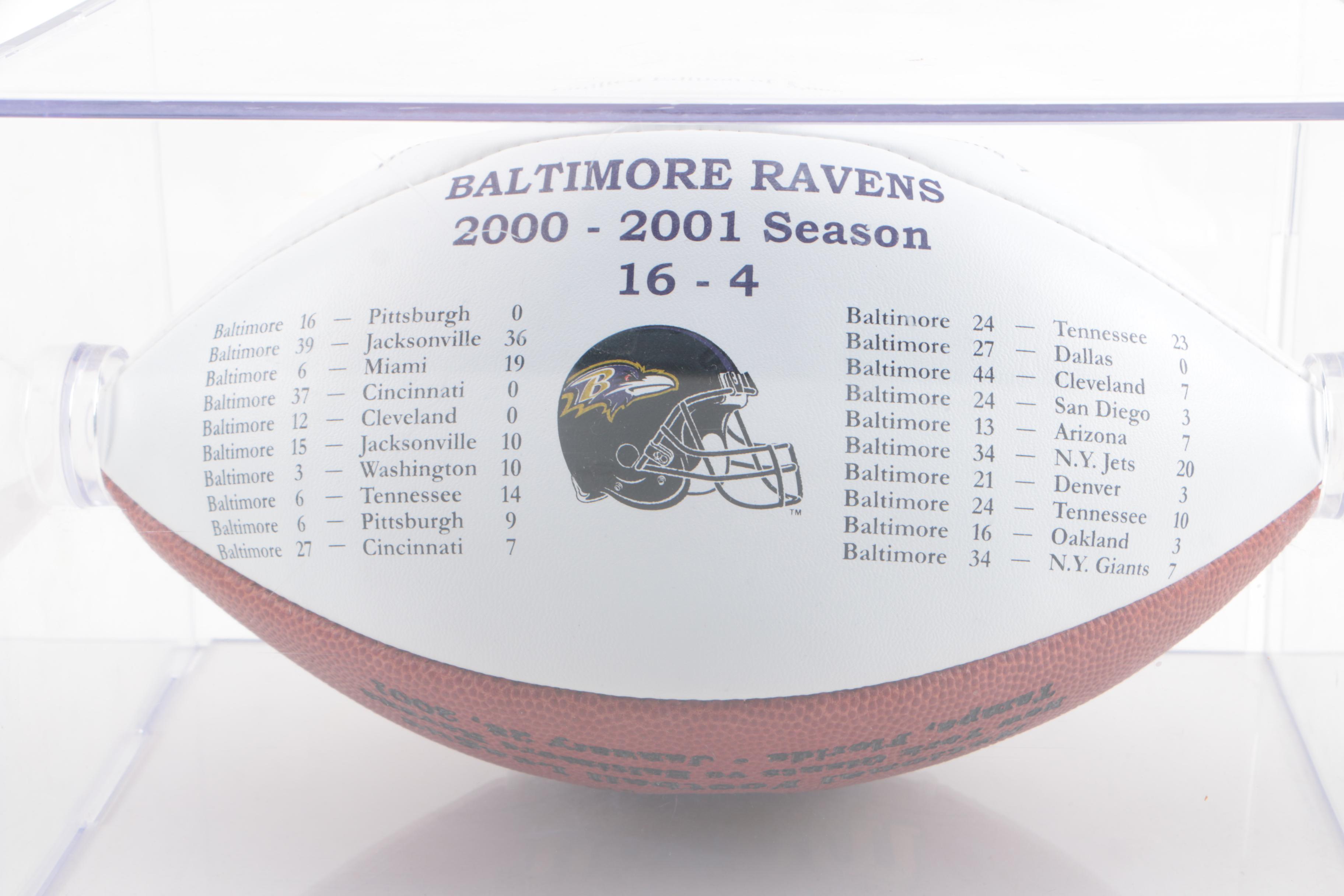 Baltimore Ravens Superbowl XXXV Champions Football with Case