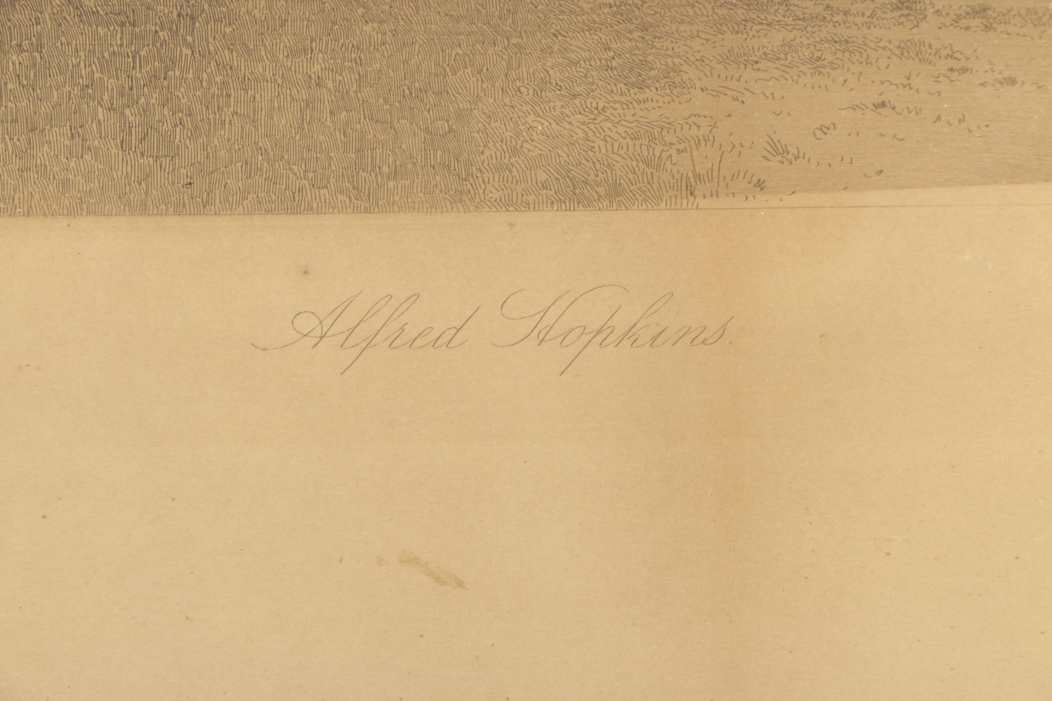 Alfred Hopkins Drypoint Etching of a Pastoral Landscape after B. J. Babbitt