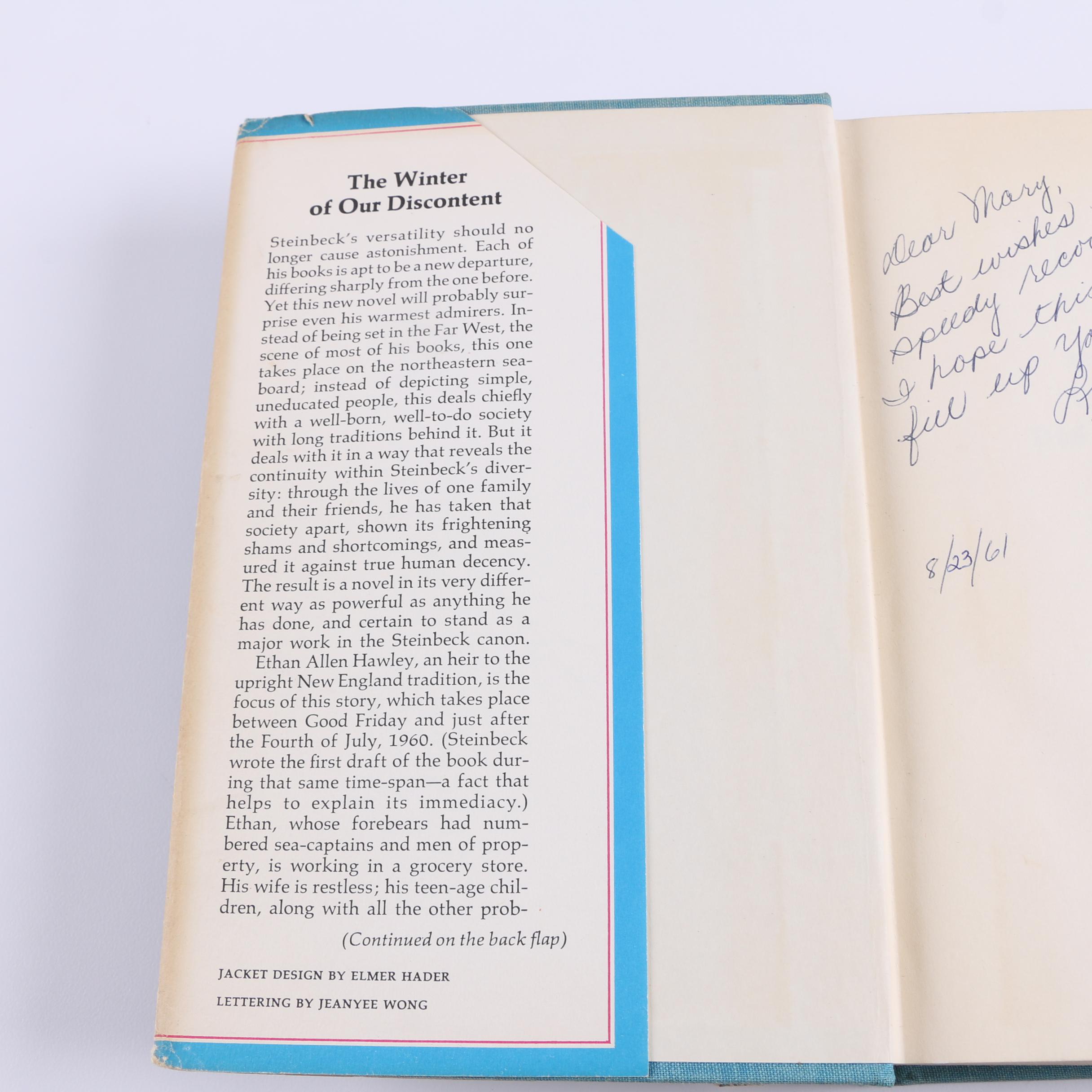1961 First Trade Edition "The Winter of Our Discontent" by John Steinbeck