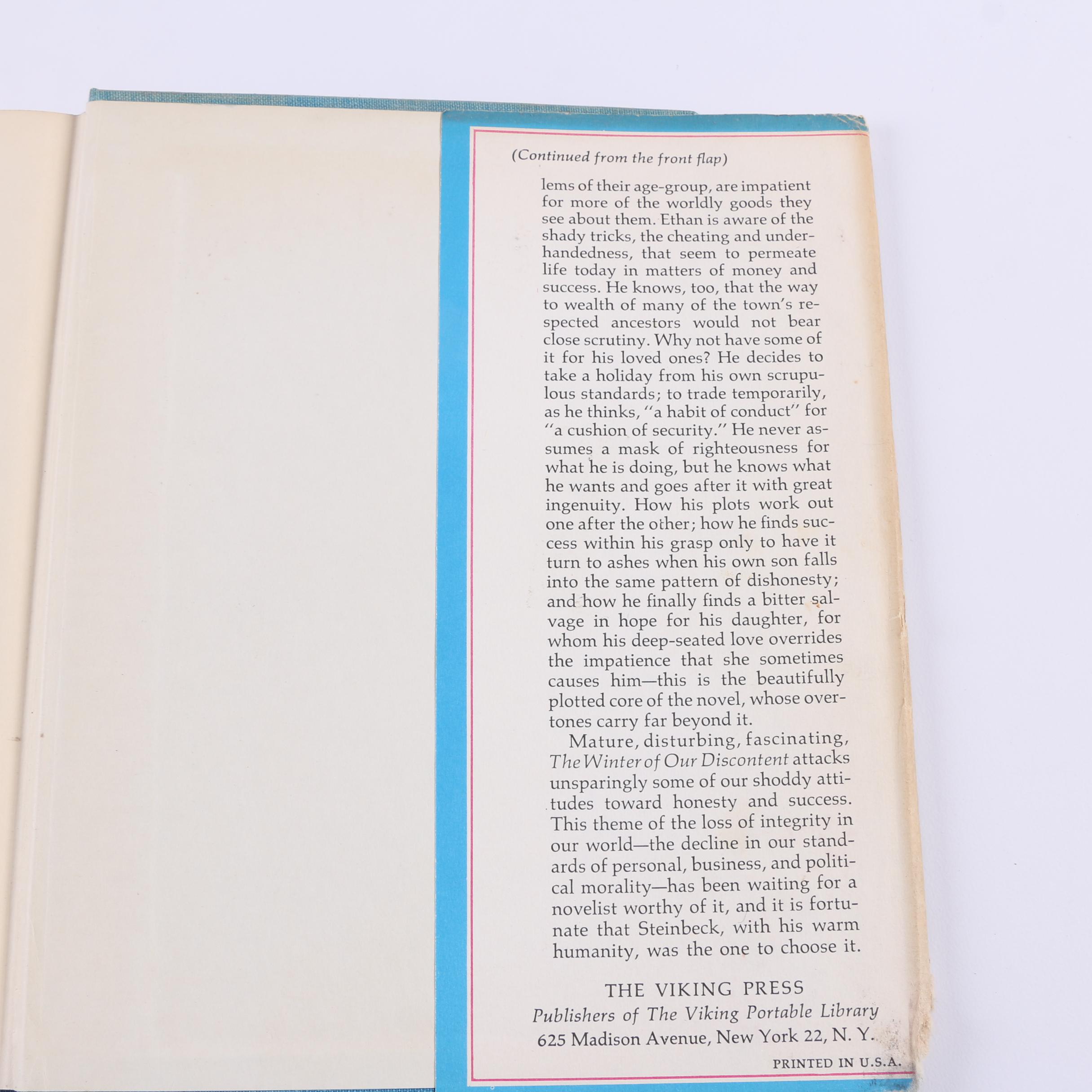 1961 First Trade Edition "The Winter of Our Discontent" by John Steinbeck