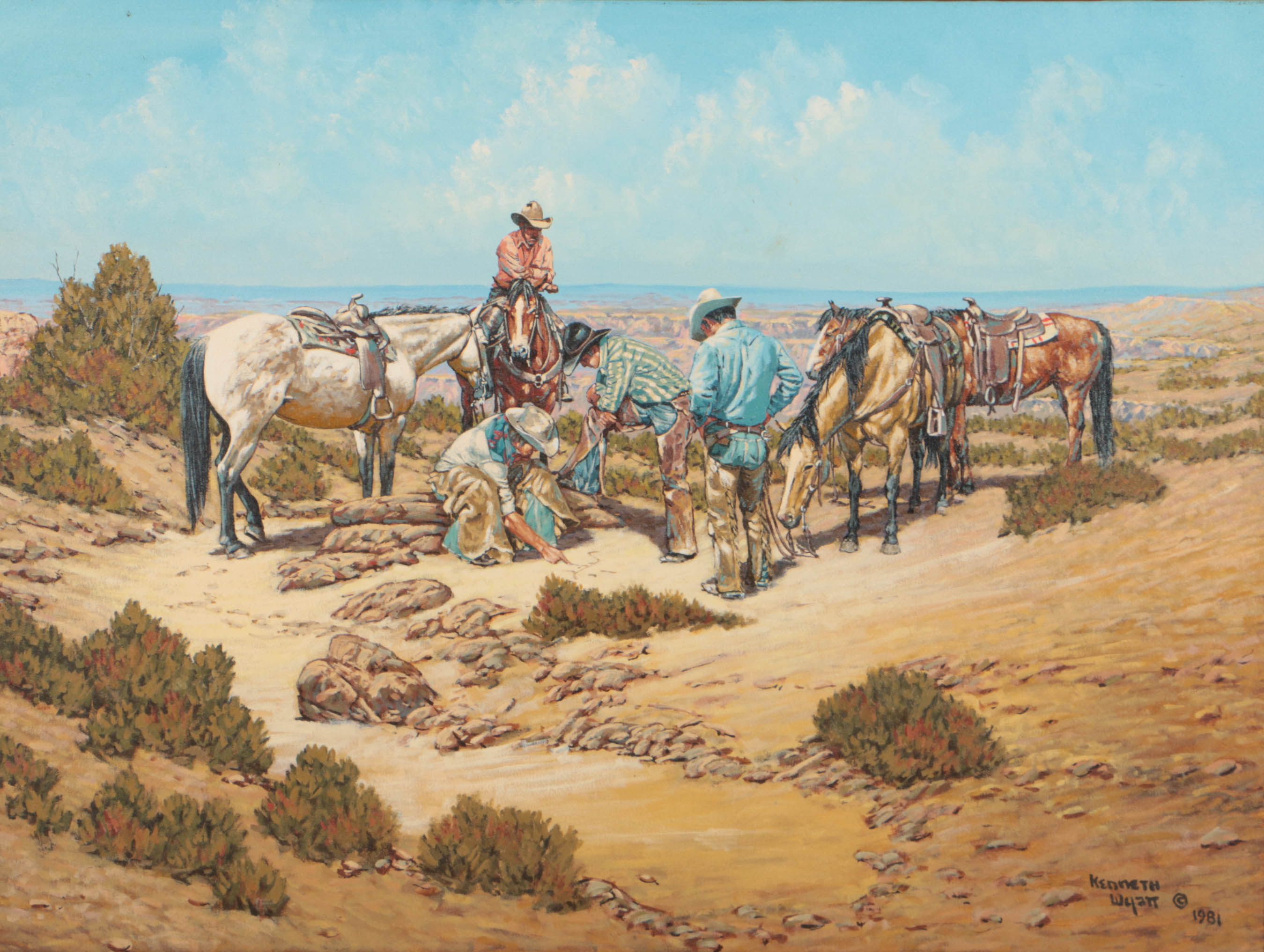 Kenneth Wyatt 1981 Oil Painting on Canvas "The Mapmaker"