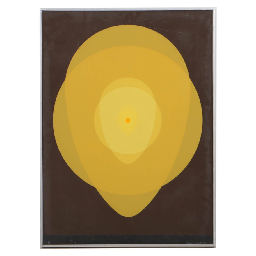 Clarence H. Carter 1969 Limited Edition Serigraph on Paper "Yellow Mandala"