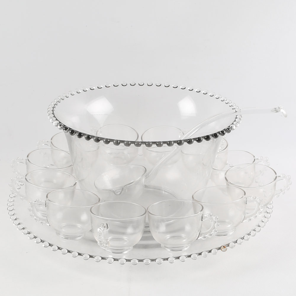 Vintage Imperial Glass-Ohio "Candlewick" Punch Bowl Set