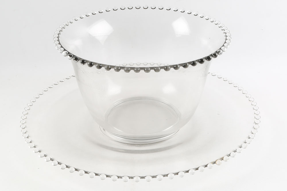 Vintage Imperial Glass-Ohio "Candlewick" Punch Bowl Set