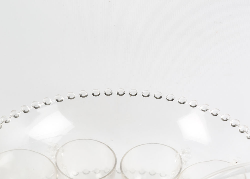 Vintage Imperial Glass-Ohio "Candlewick" Punch Bowl Set