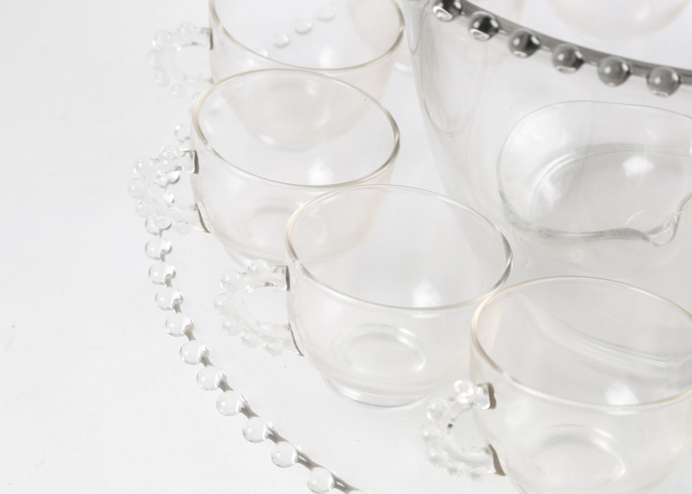 Vintage Imperial Glass-Ohio "Candlewick" Punch Bowl Set