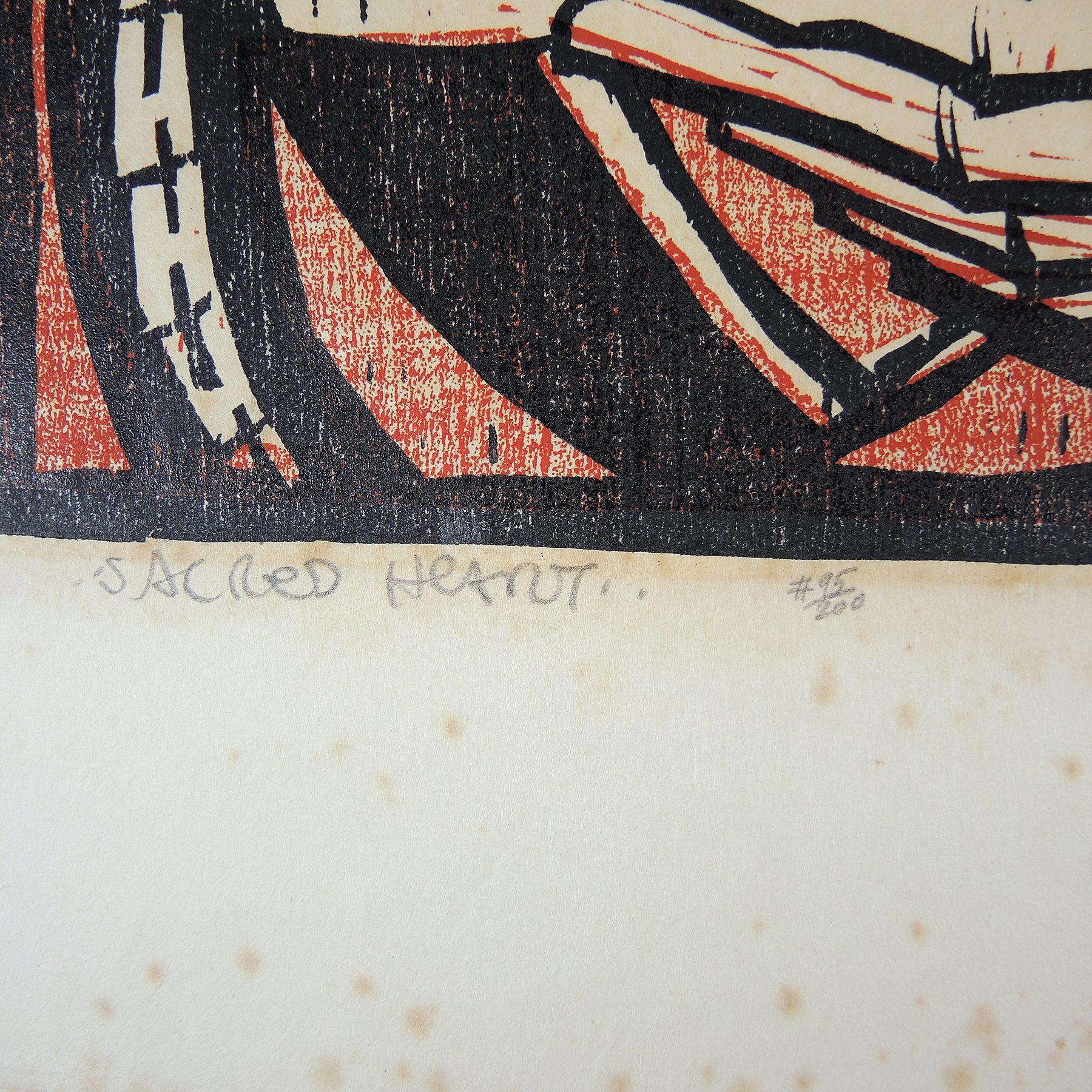 "Sacred Heart" Vintage Woodcut Print of Jesus