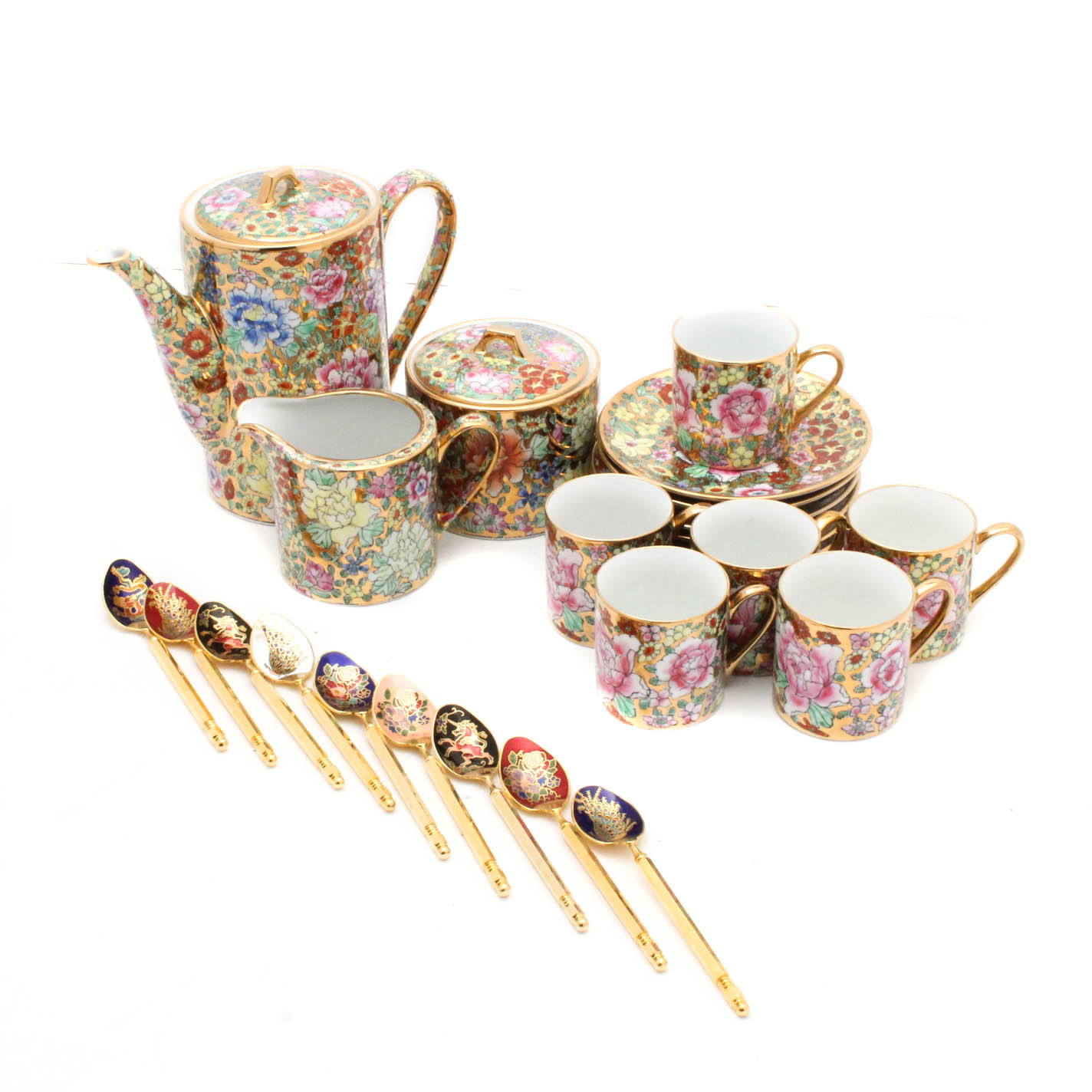 Hand-Painted Chinese Porcelain Tea Service