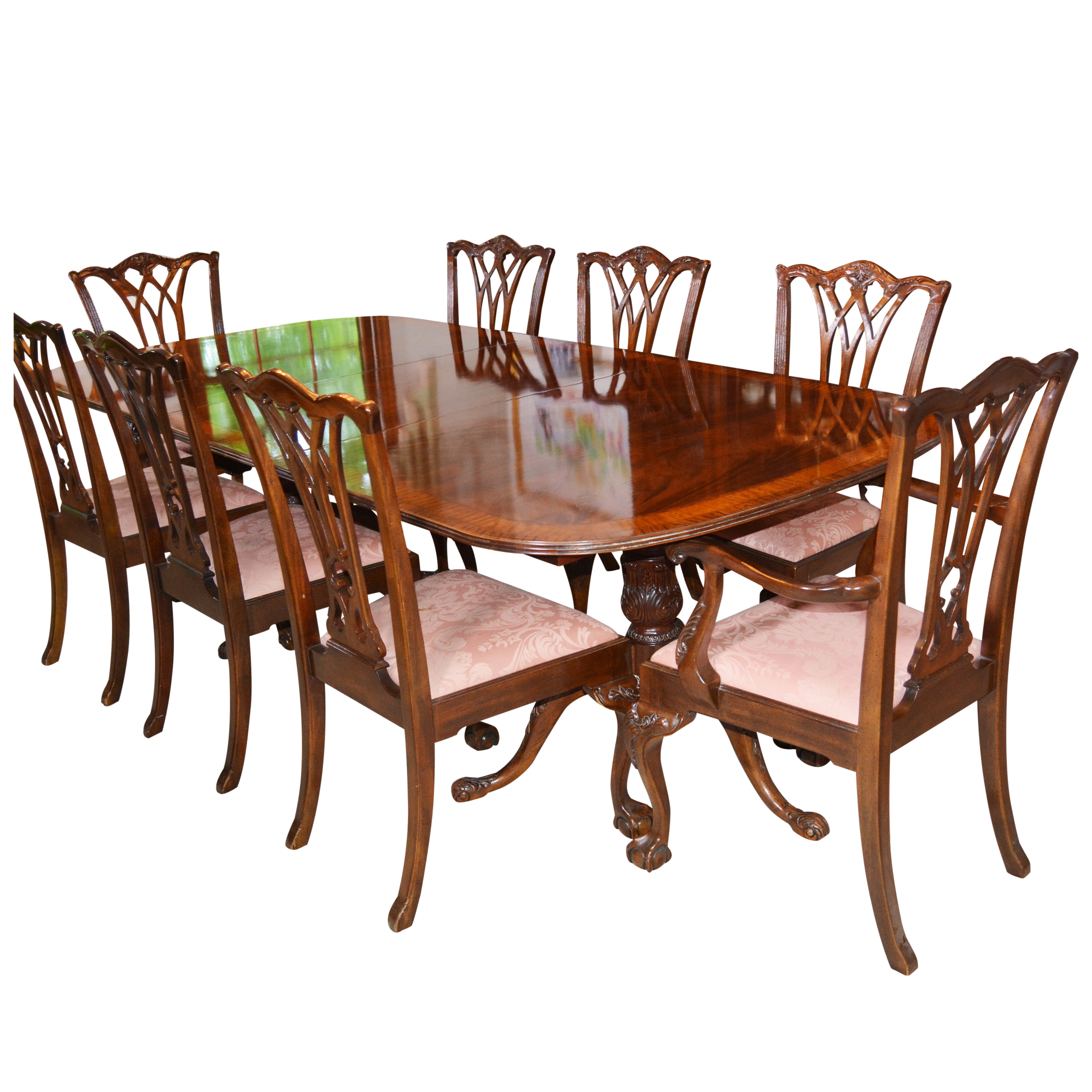 Drexel-Heritage "Heirloom" Collection Chippendale Style Dining Table and Chairs
