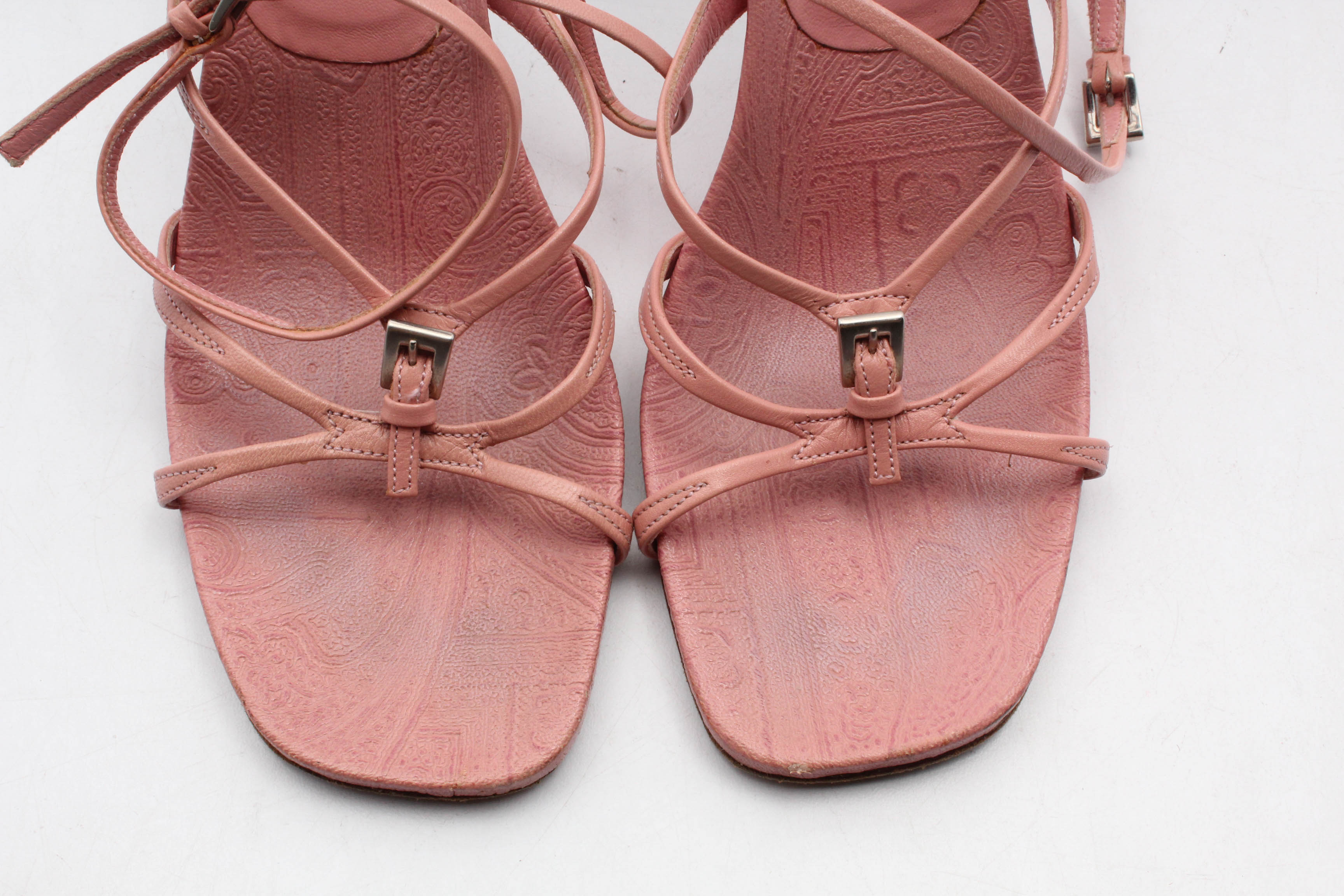 Prada Pink Leather Strappy High-Heeled Sandals