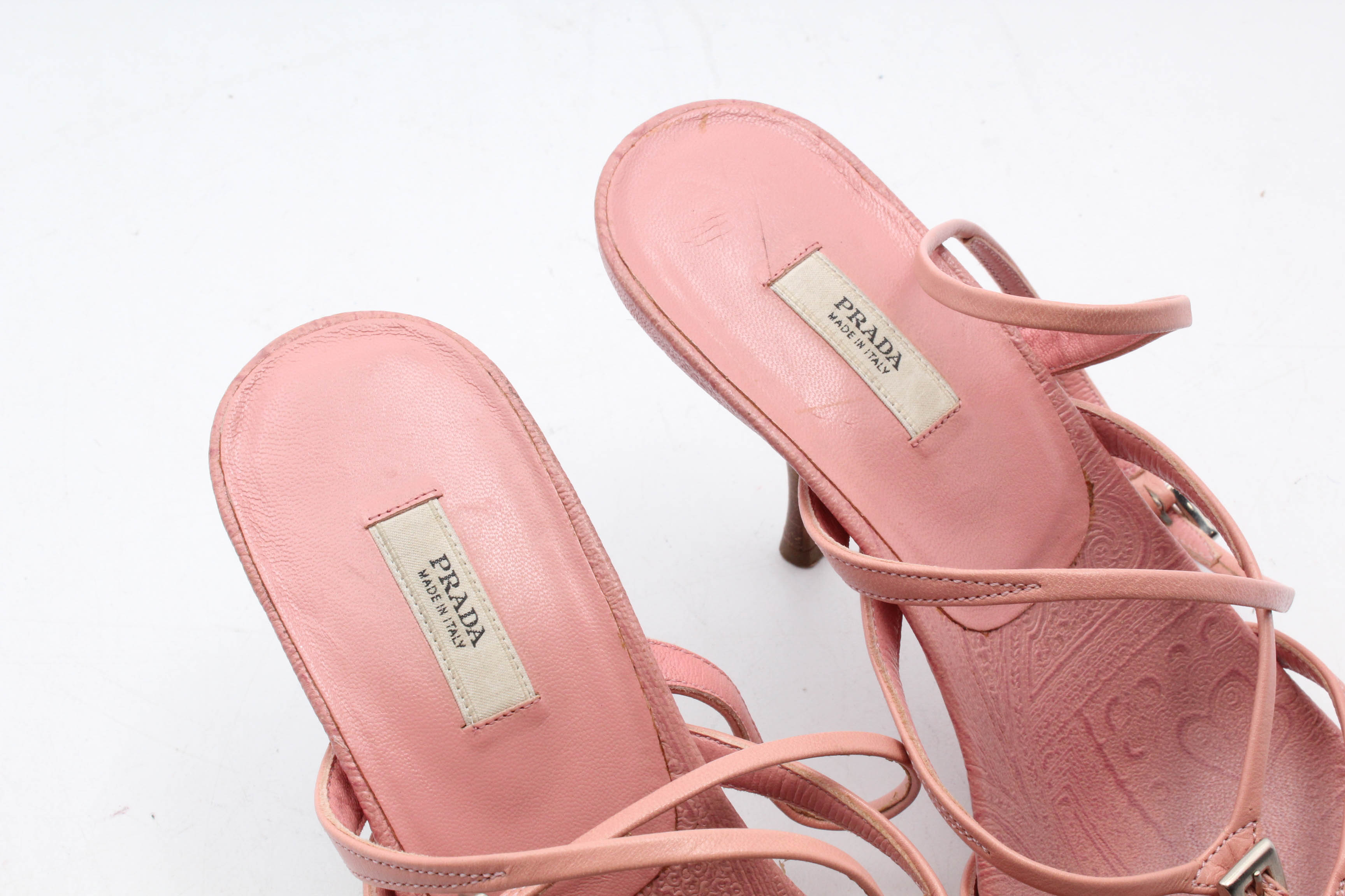 Prada Pink Leather Strappy High-Heeled Sandals