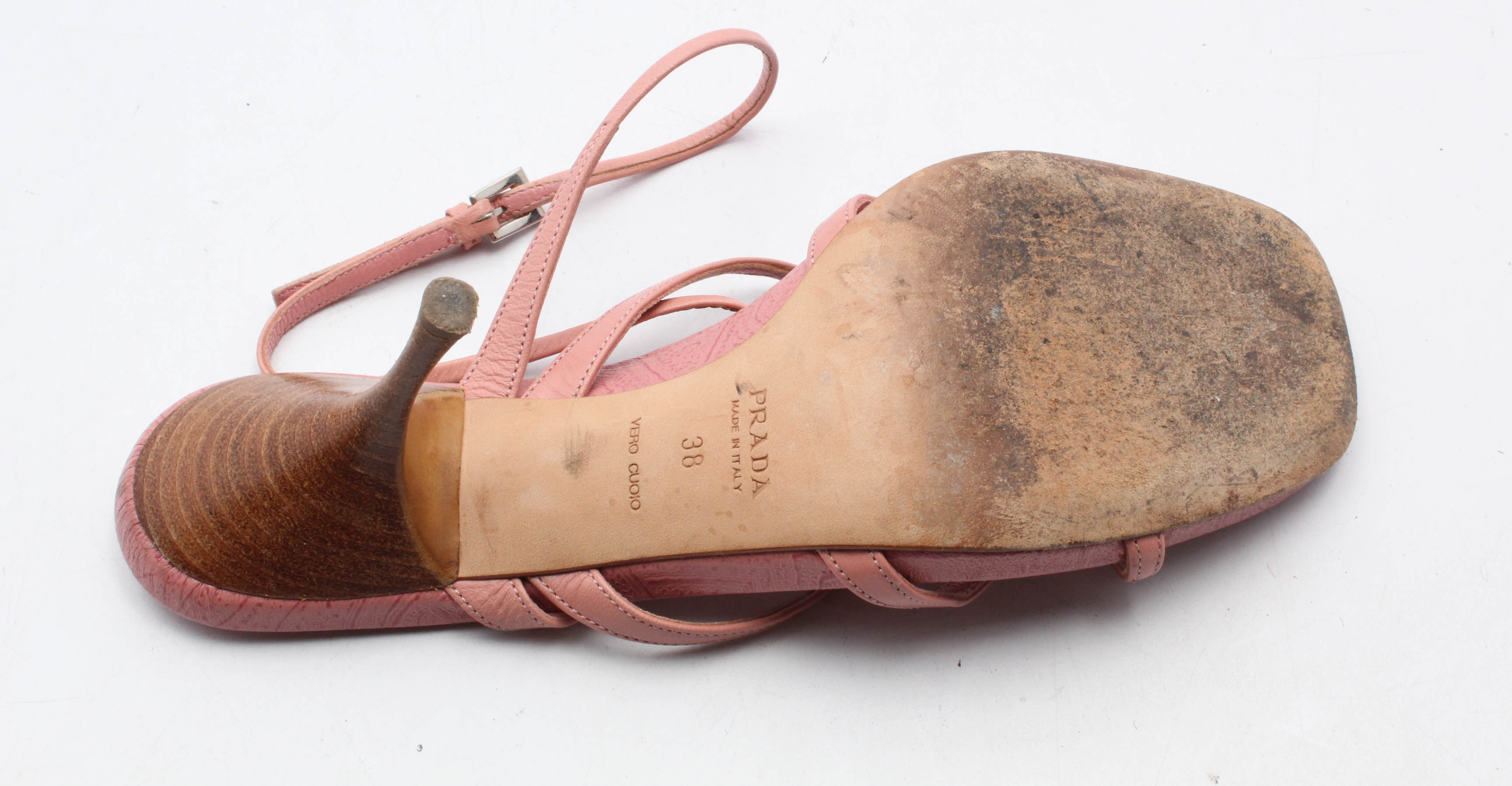 Prada Pink Leather Strappy High-Heeled Sandals