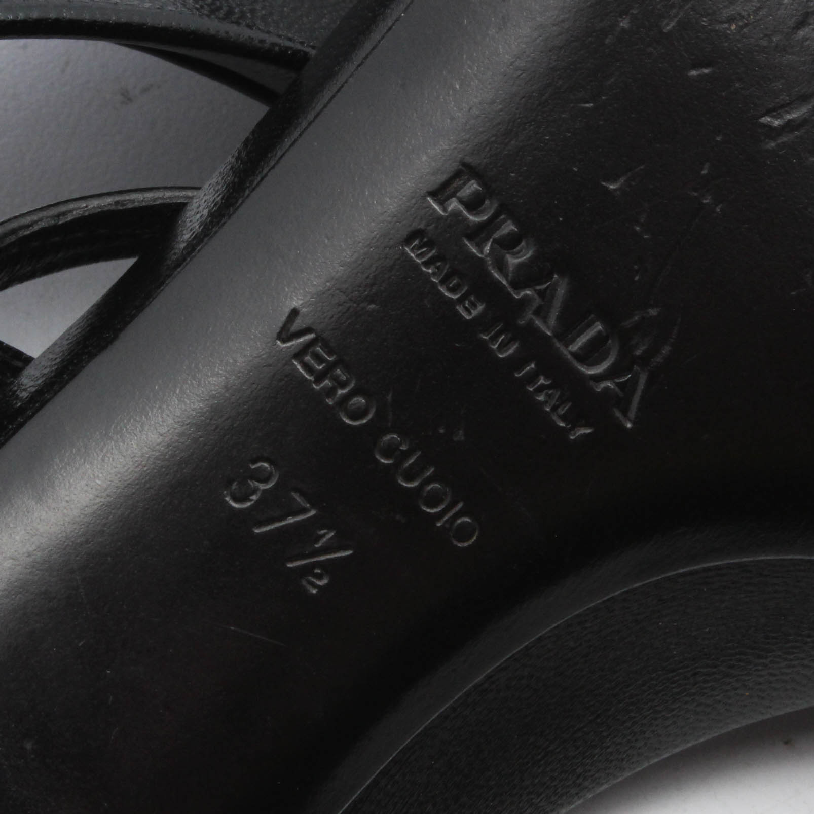 Prada Black Leather Kitten Heeled Sandals