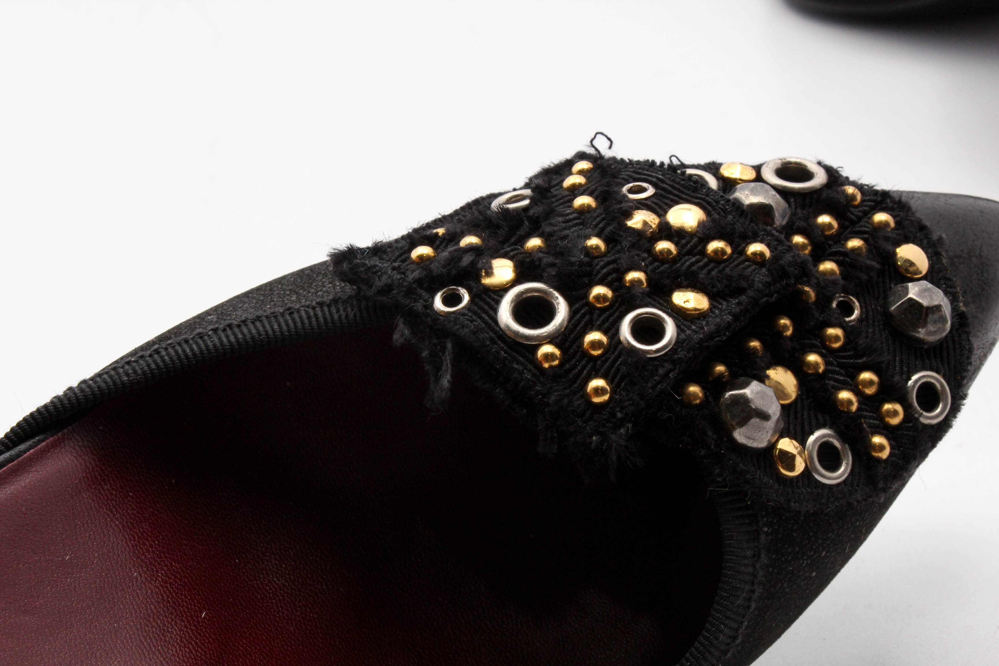 Prada Black Leather Kitten Heel Mules