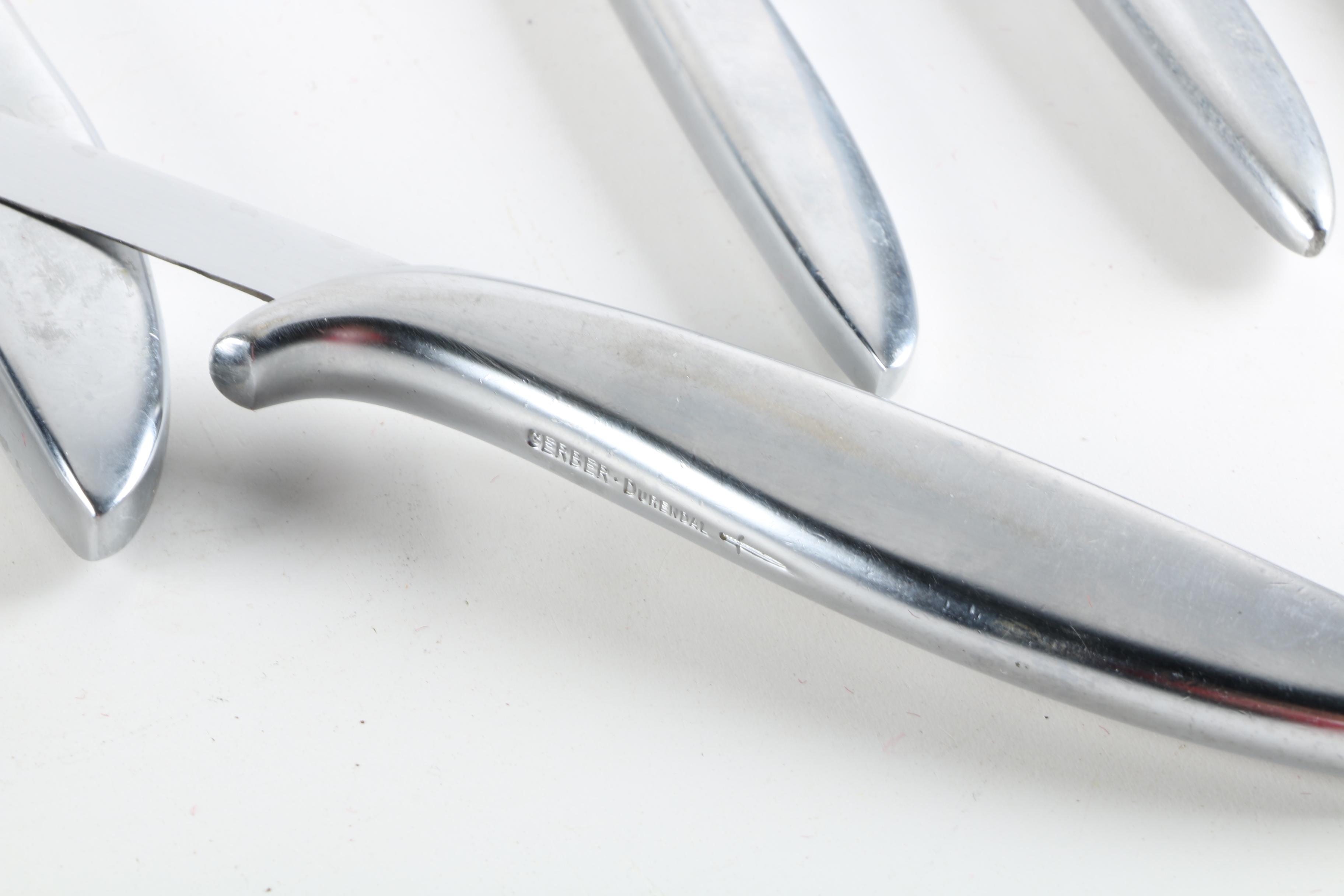 Vintage Gerber Knives and Gense Stainless Steel Tray