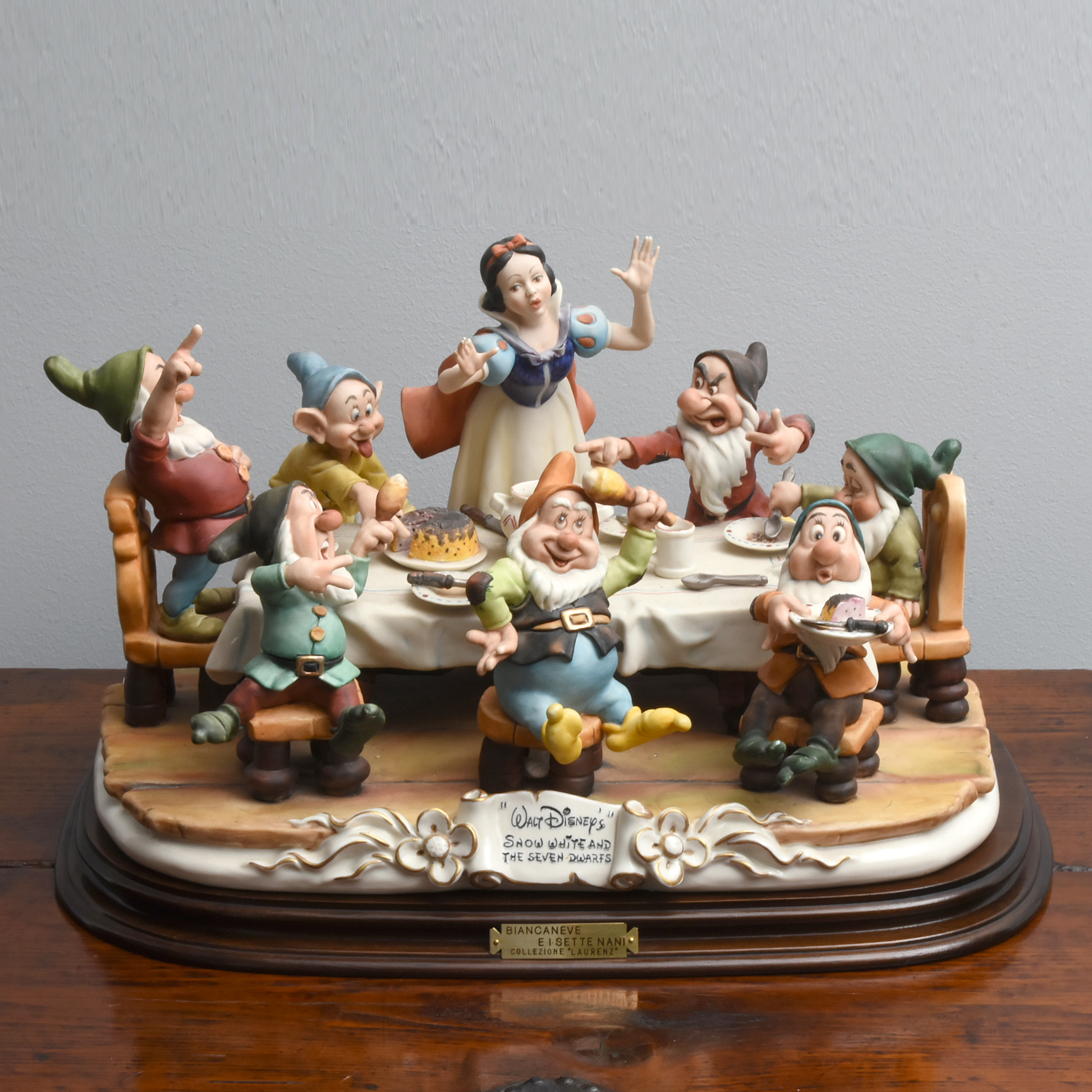 Enzo Anzenton Capodimonte Porcelain Snow White and the Seven Dwarves for Laurenz