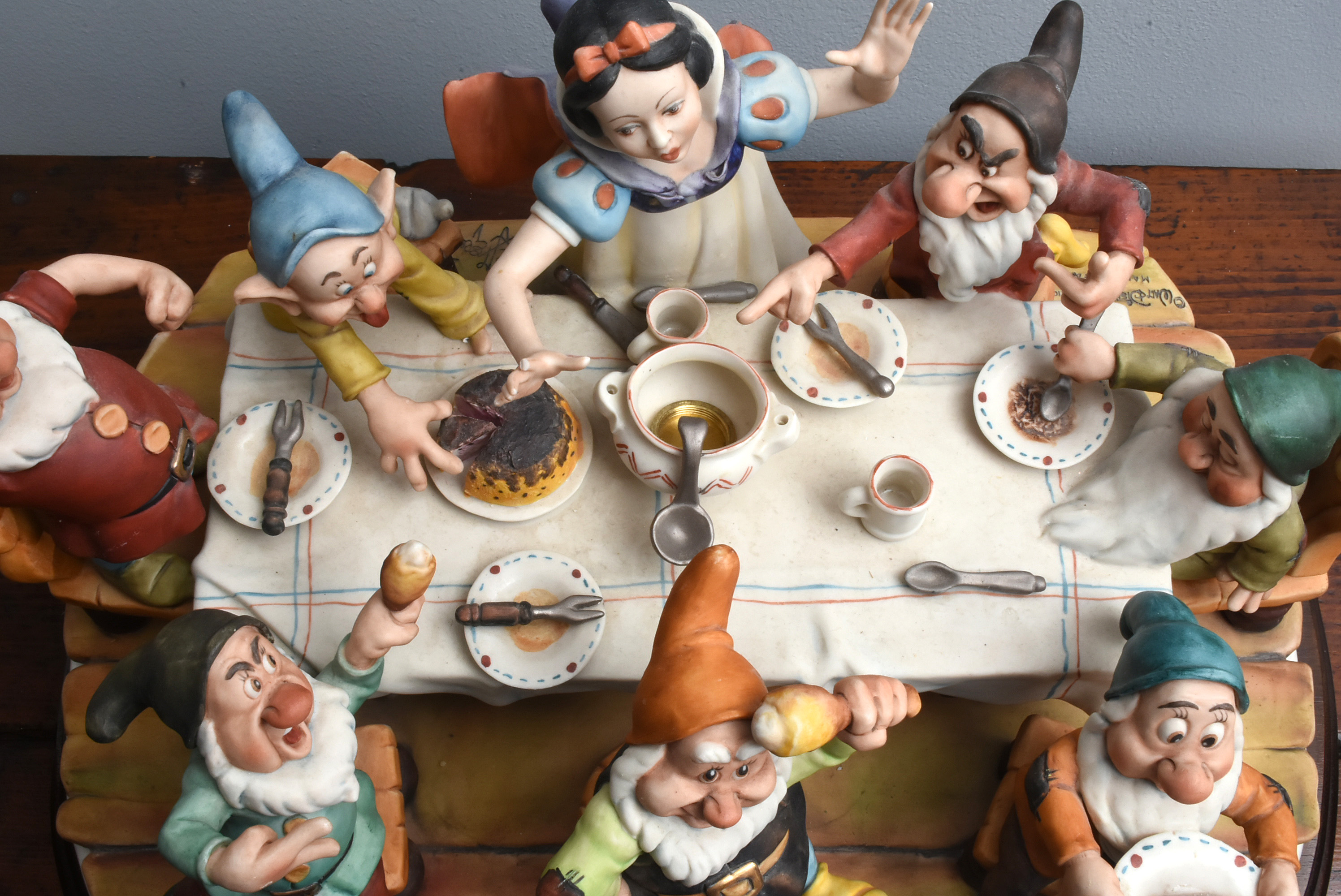 Enzo Anzenton Capodimonte Porcelain Snow White and the Seven Dwarves for Laurenz