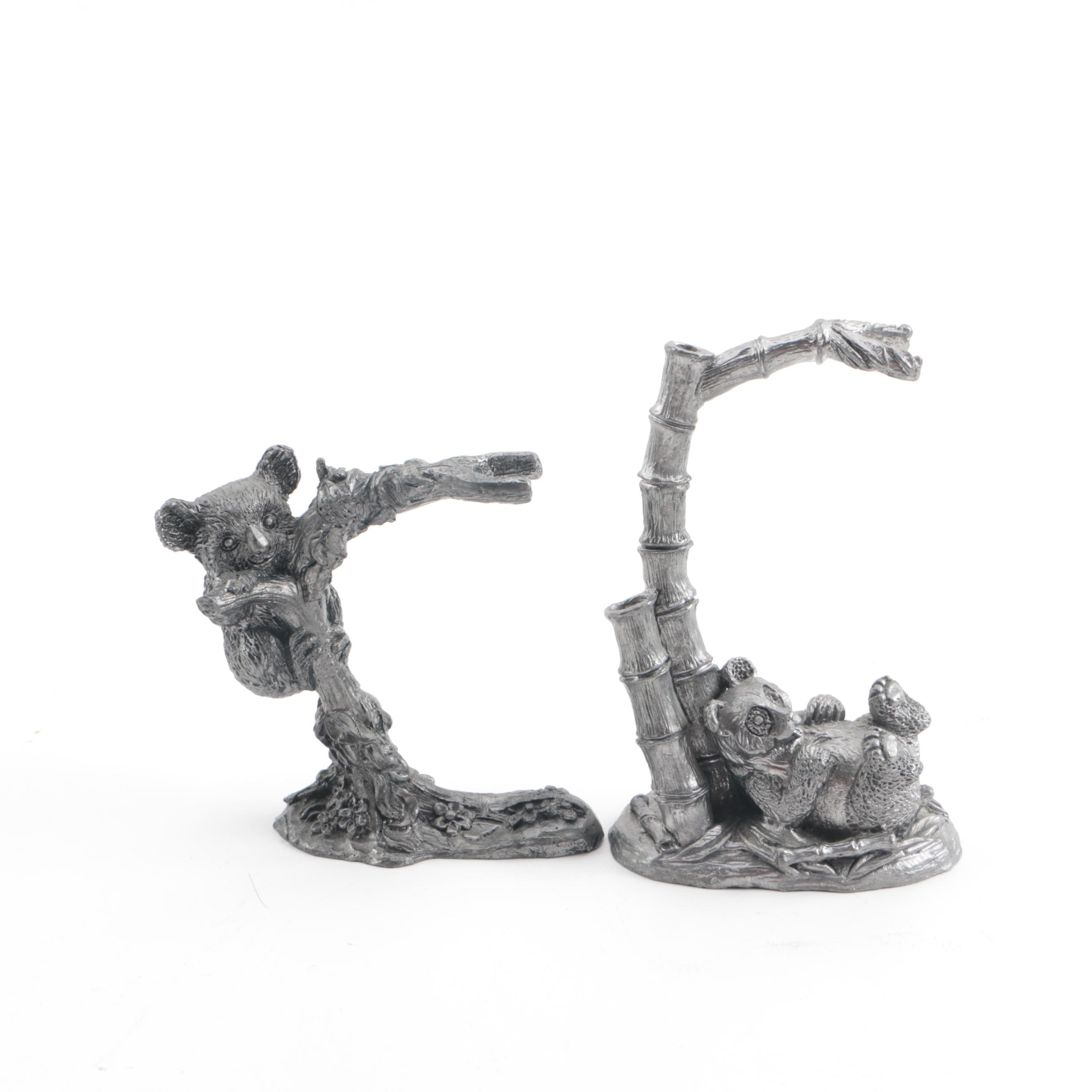 Michael Ricker 1980's Limited Edition Koala and Panda Bell Stands