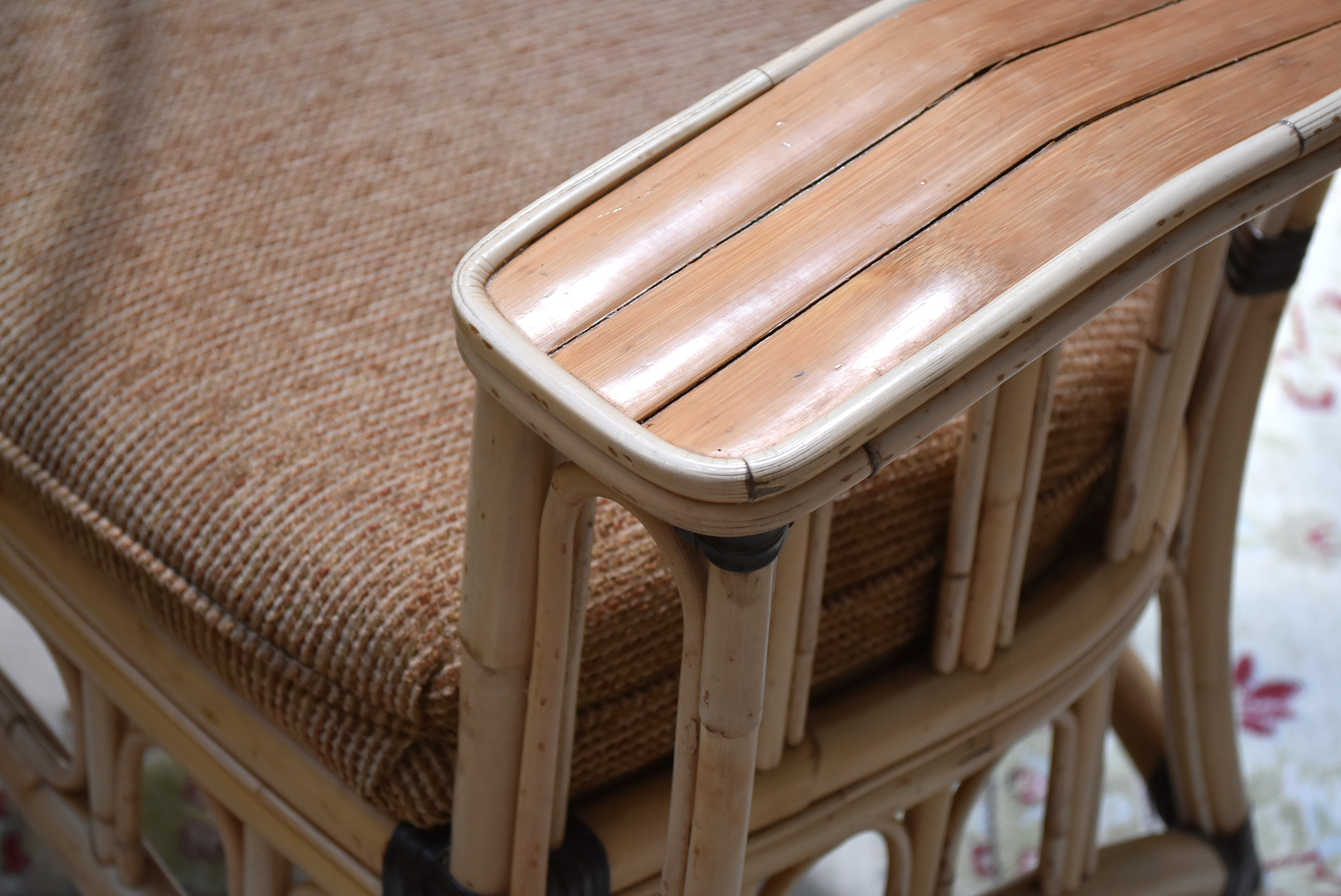 Trade Winds Bamboo Glass Top Dining Table and Six Chairs