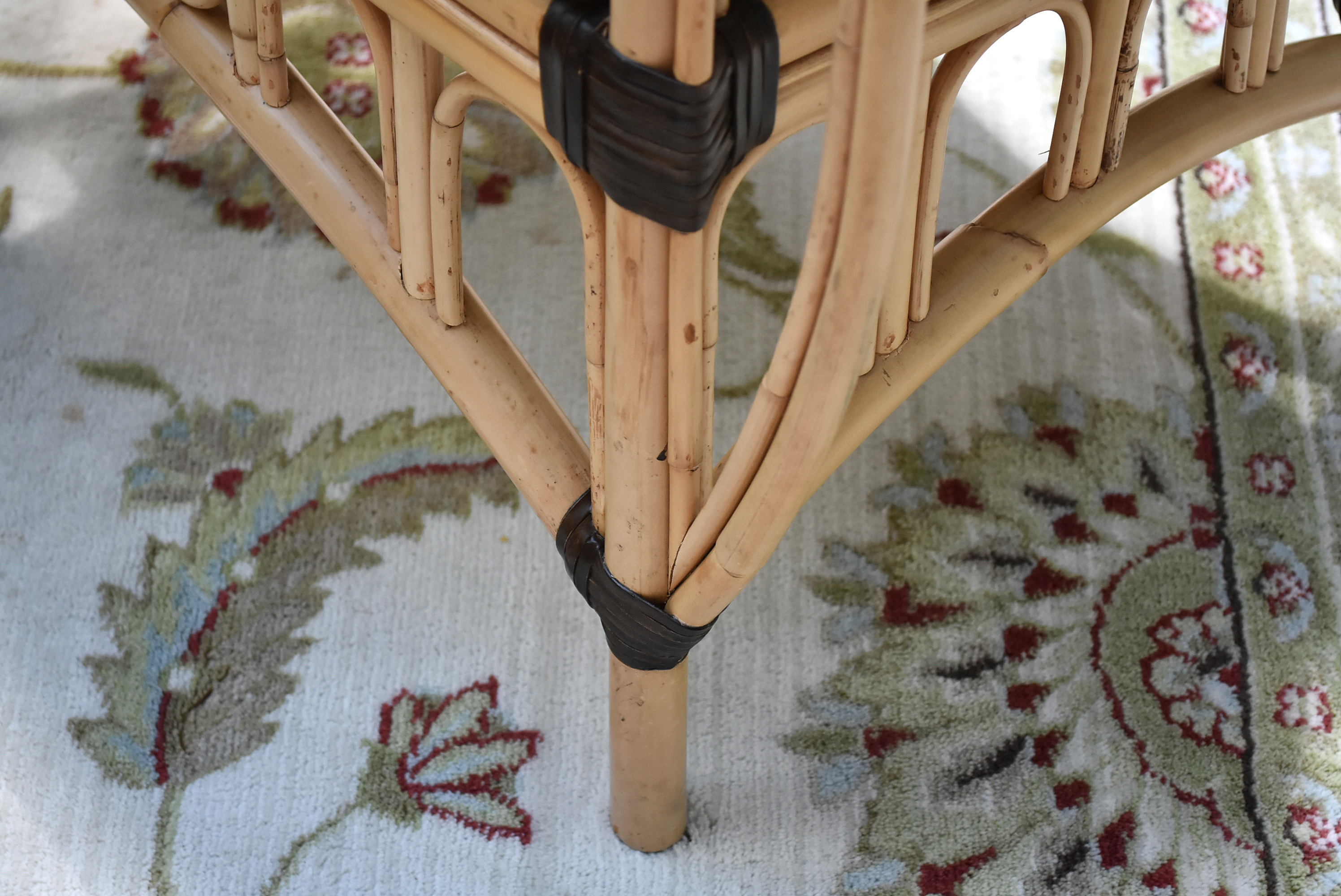 Trade Winds Bamboo Glass Top Dining Table and Six Chairs