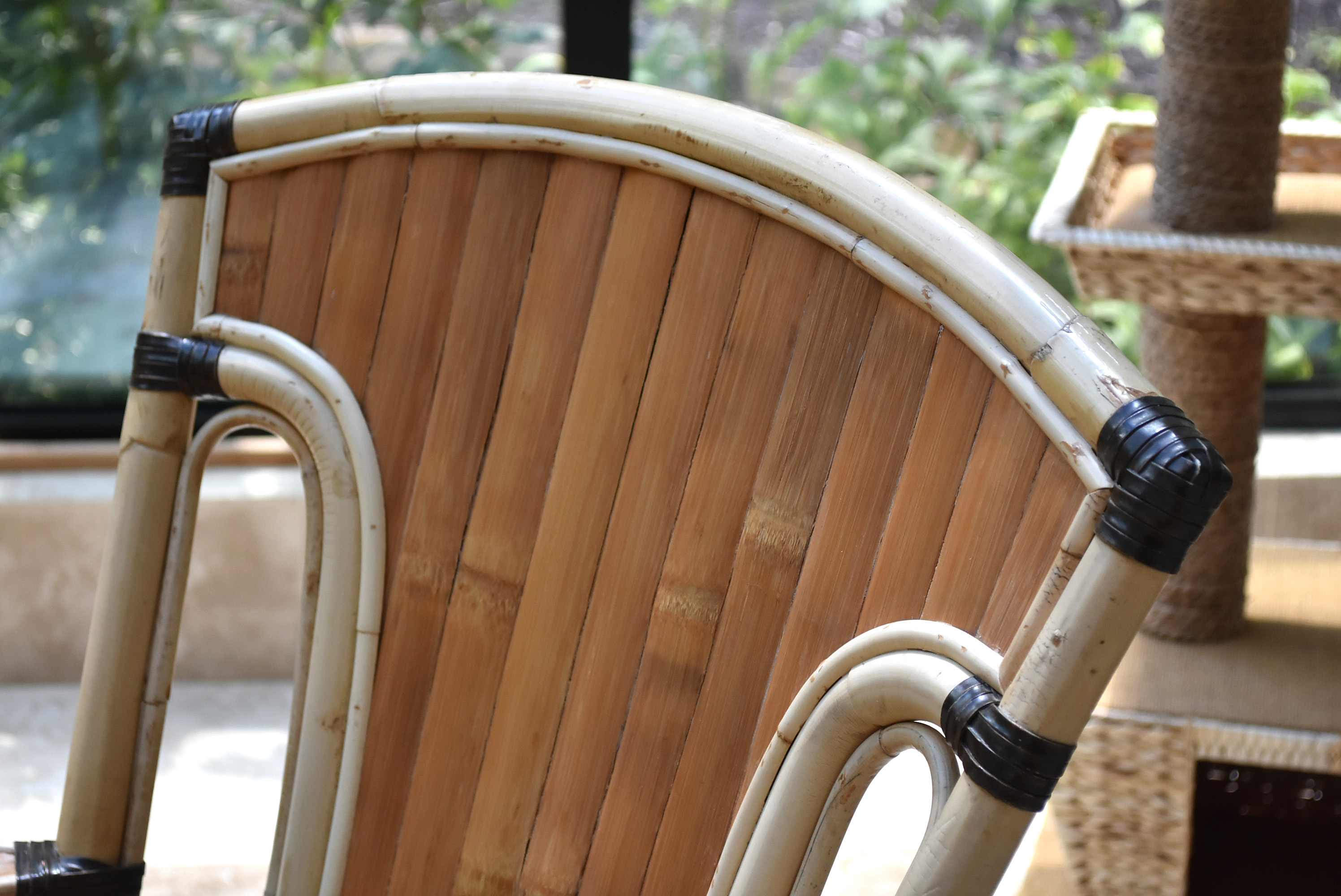 Trade Winds Bamboo Glass Top Dining Table and Six Chairs