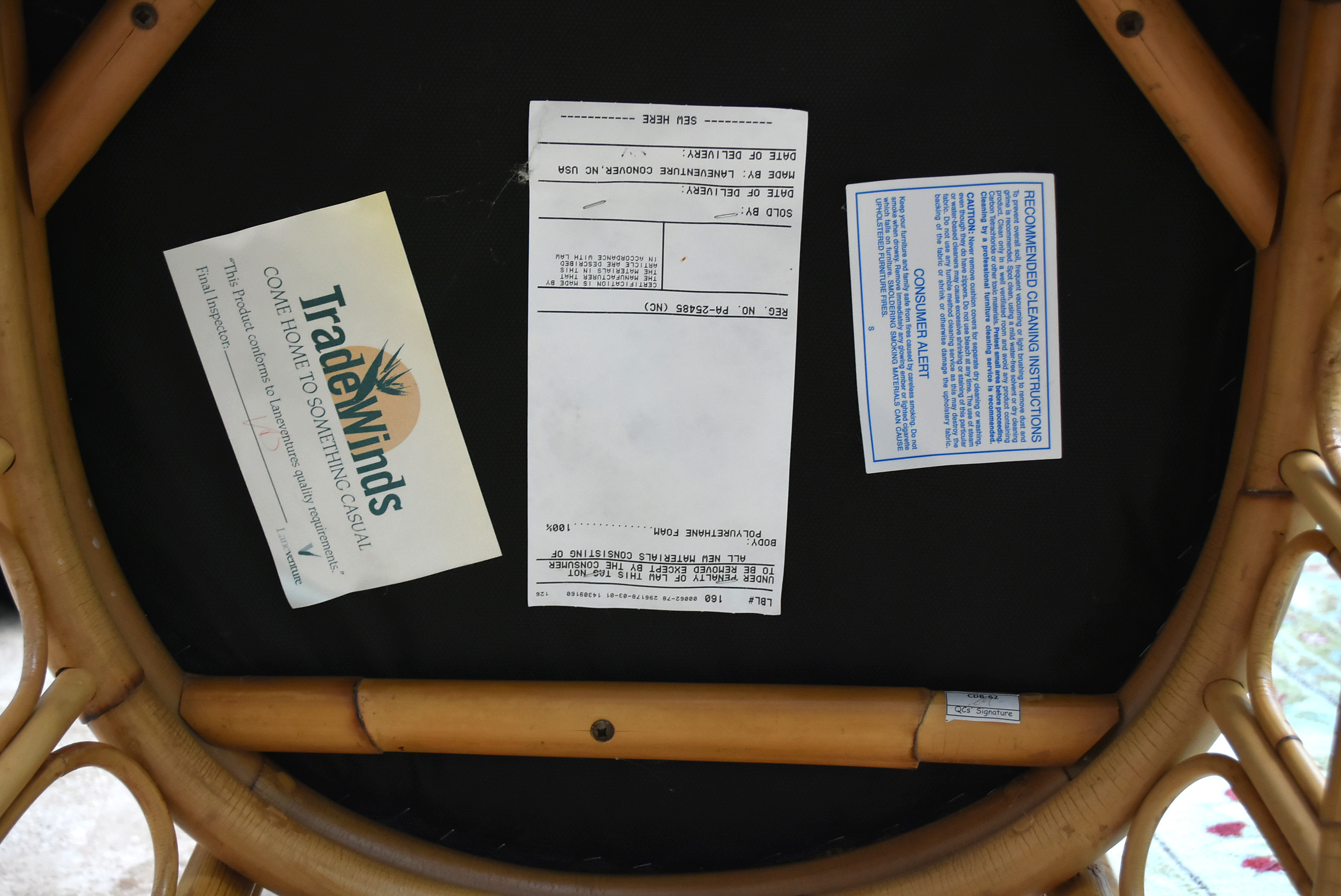 Trade Winds Bamboo Glass Top Dining Table and Six Chairs