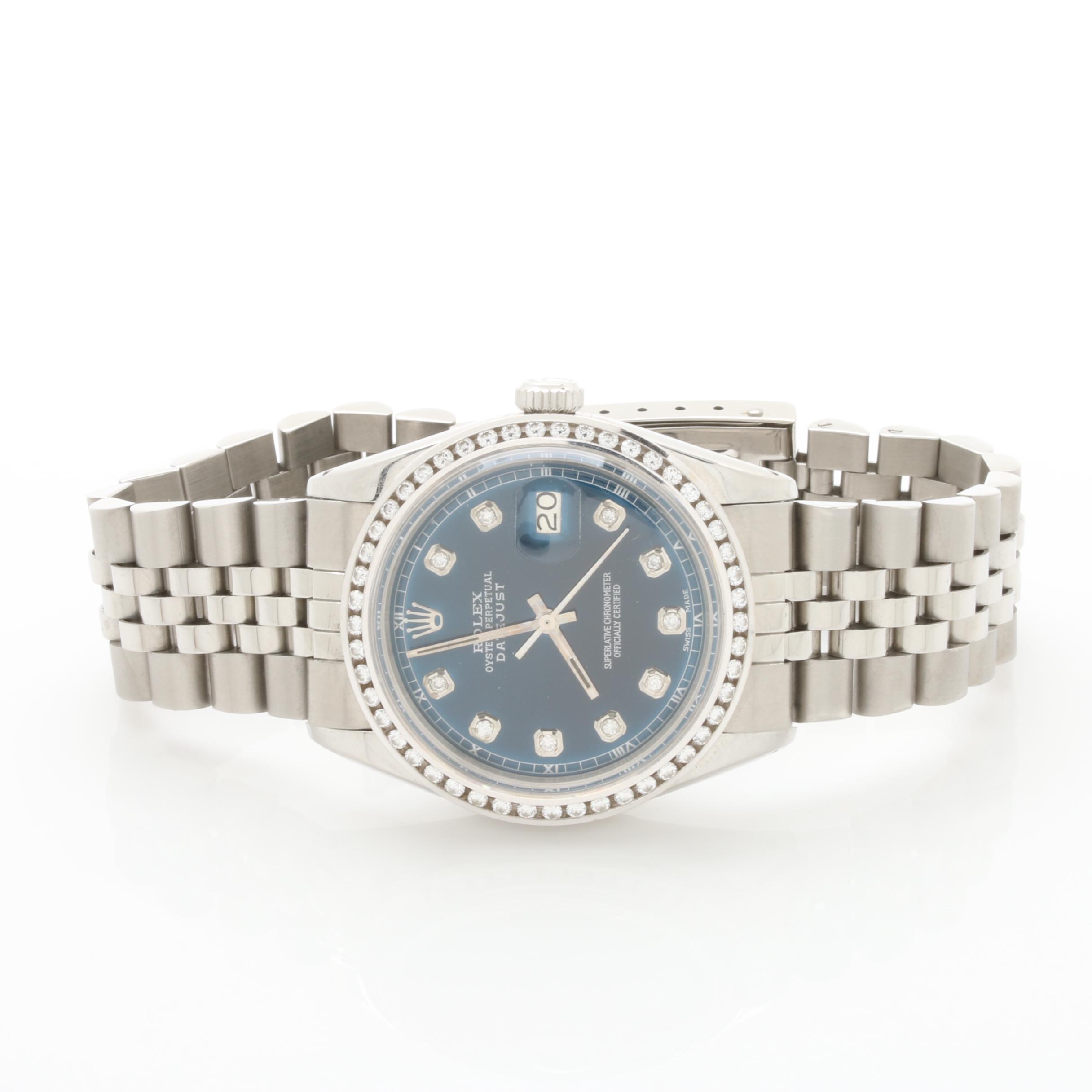 Rolex Stainless Steel Datejust 1.27 CTW Diamond Blue Dial Watch