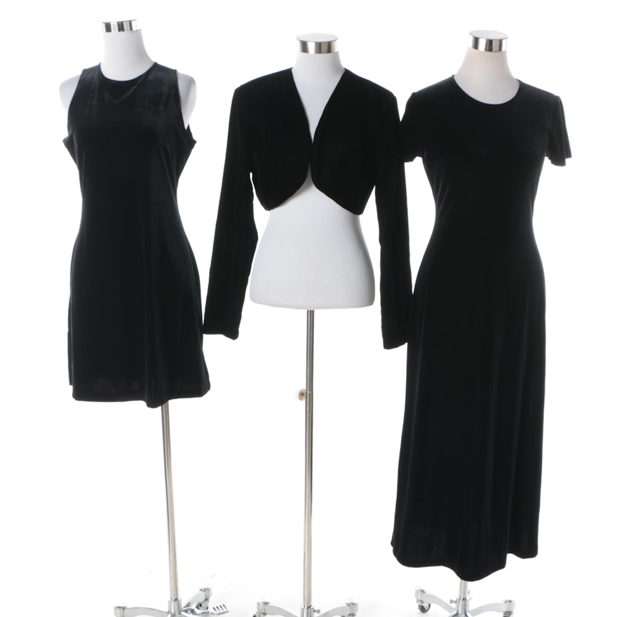 Marian & Maral Black Velor Dresses and Steppiń Out Jacket