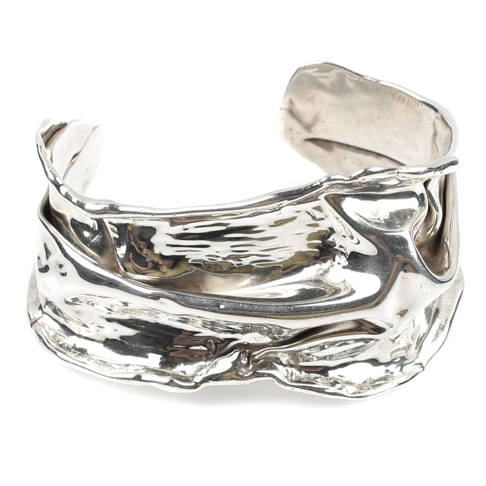 Modernist Sterling Silver Wide Cuff Bracelet