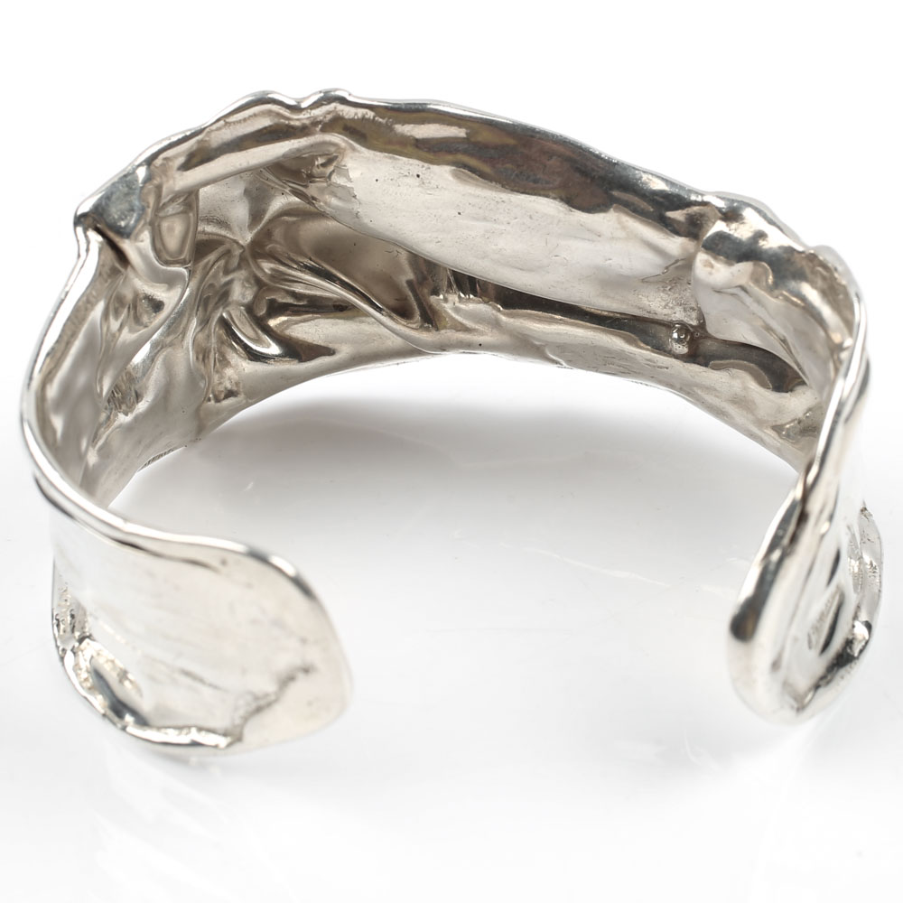 Modernist Sterling Silver Wide Cuff Bracelet