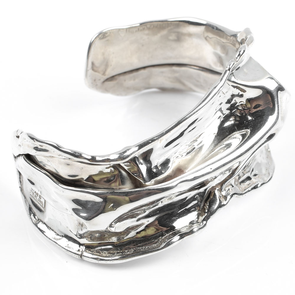 Modernist Sterling Silver Wide Cuff Bracelet