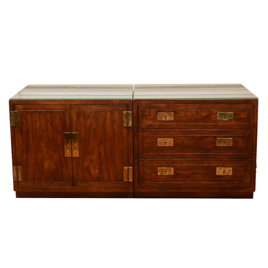 Campaign Style Small Cabinet and Chest of Drawers by Henredon