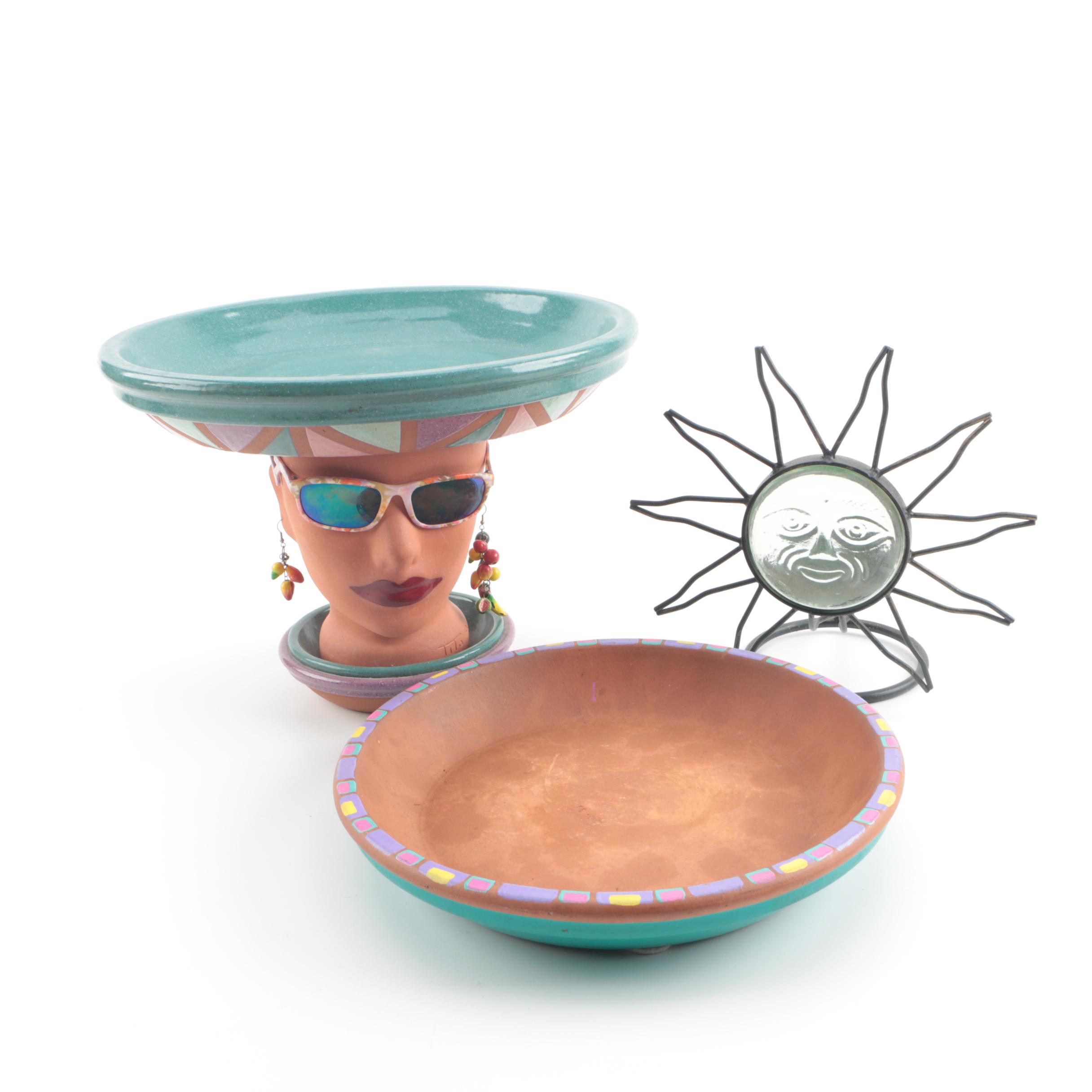 Tito "Party Heads" Ceramic Serving Dish with DeRoma Terracotta Platter