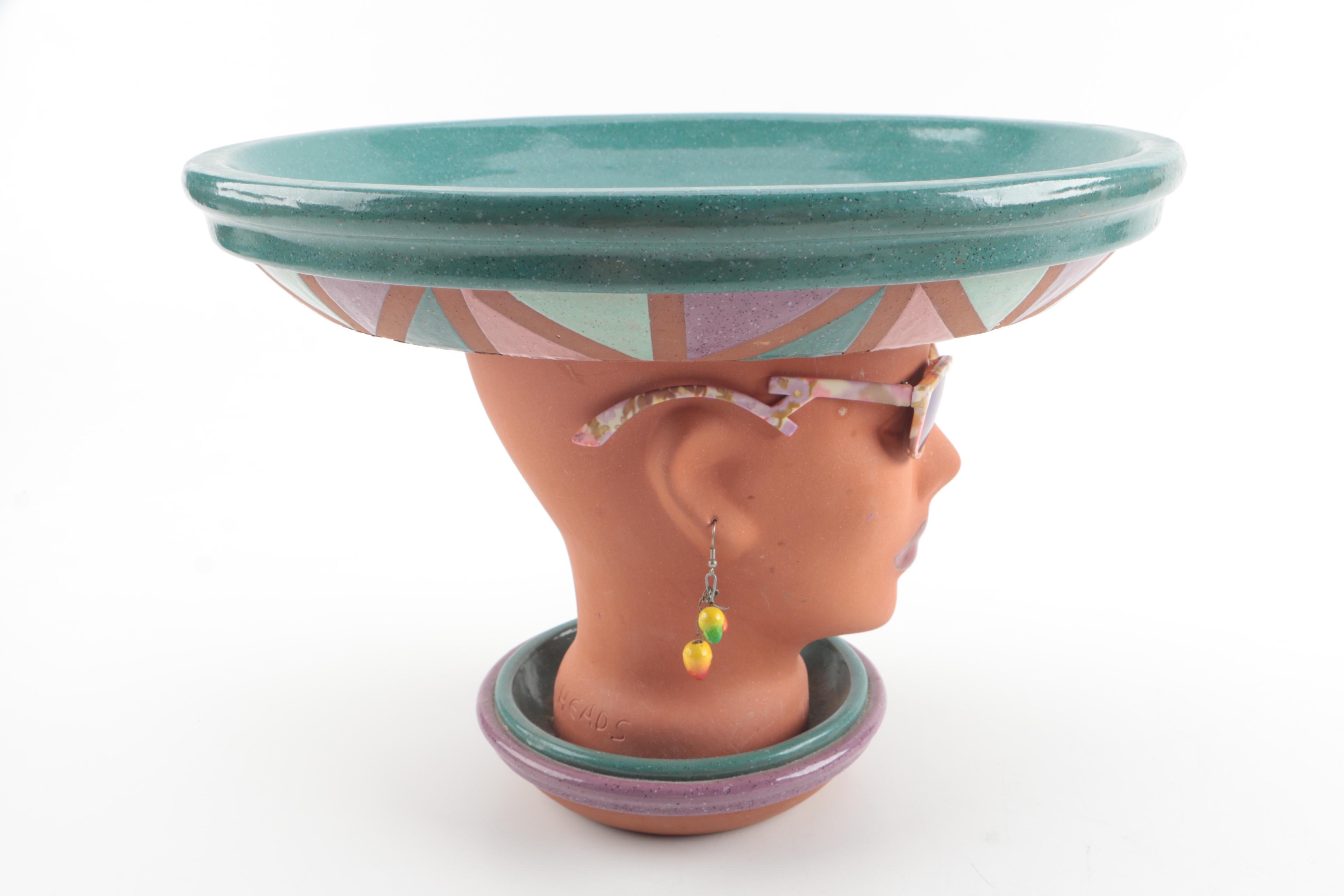 Tito "Party Heads" Ceramic Serving Dish with DeRoma Terracotta Platter