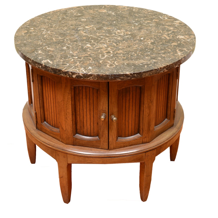 Stone Top Cabinet Side Table