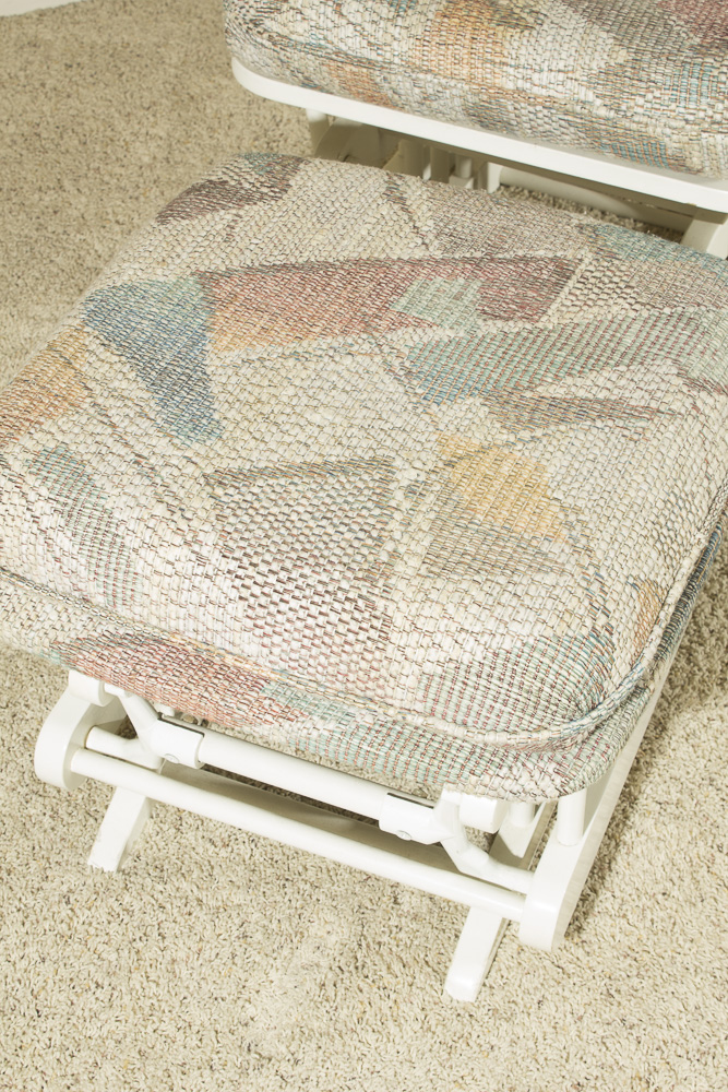 White Painted Wooden Glider with Ottoman by Robinson Furniture