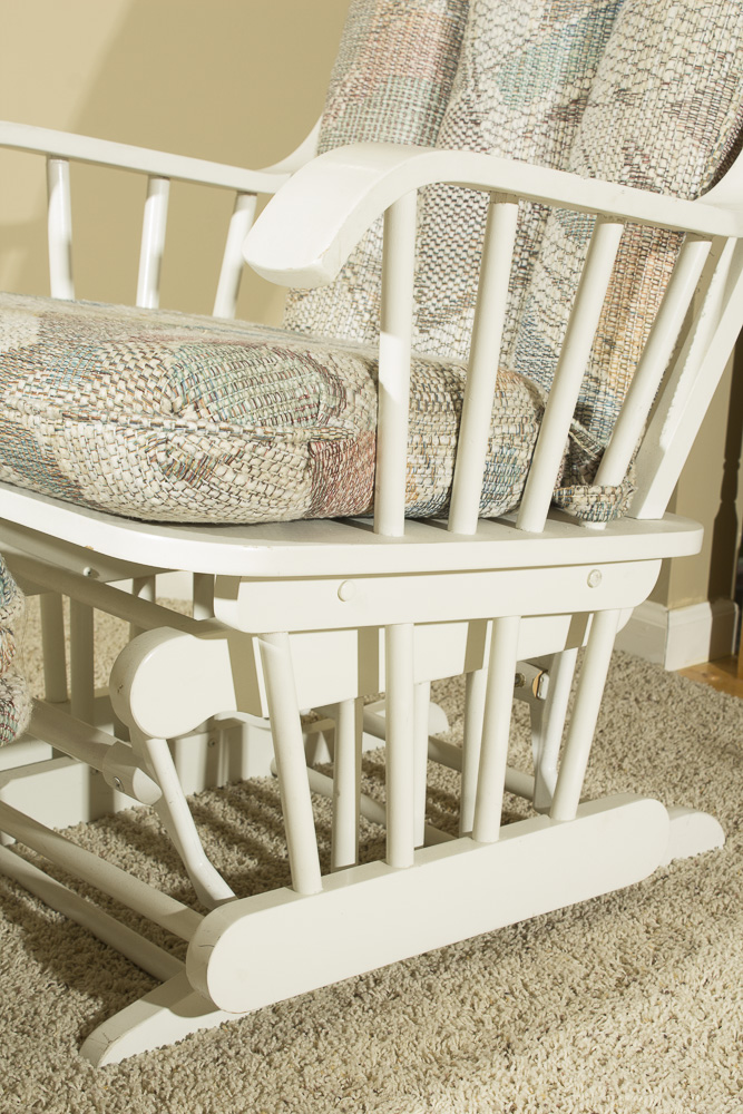 White Painted Wooden Glider with Ottoman by Robinson Furniture