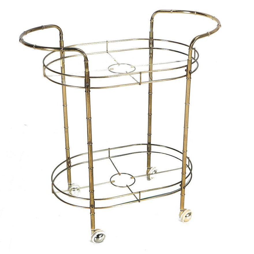 Mid Century Modern Brass and Glass Bar Cart